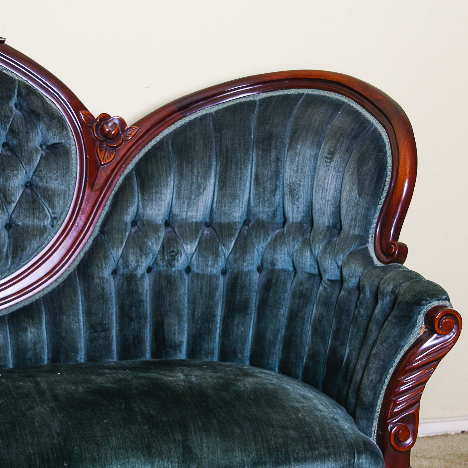Vintage Victorian Style Upholstered Settee