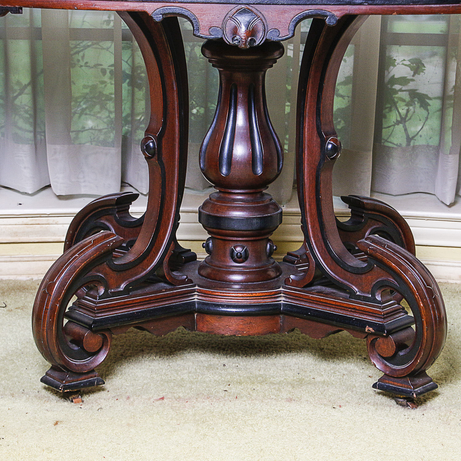 Antique Victorian Marble Top Mahogany Accent Table