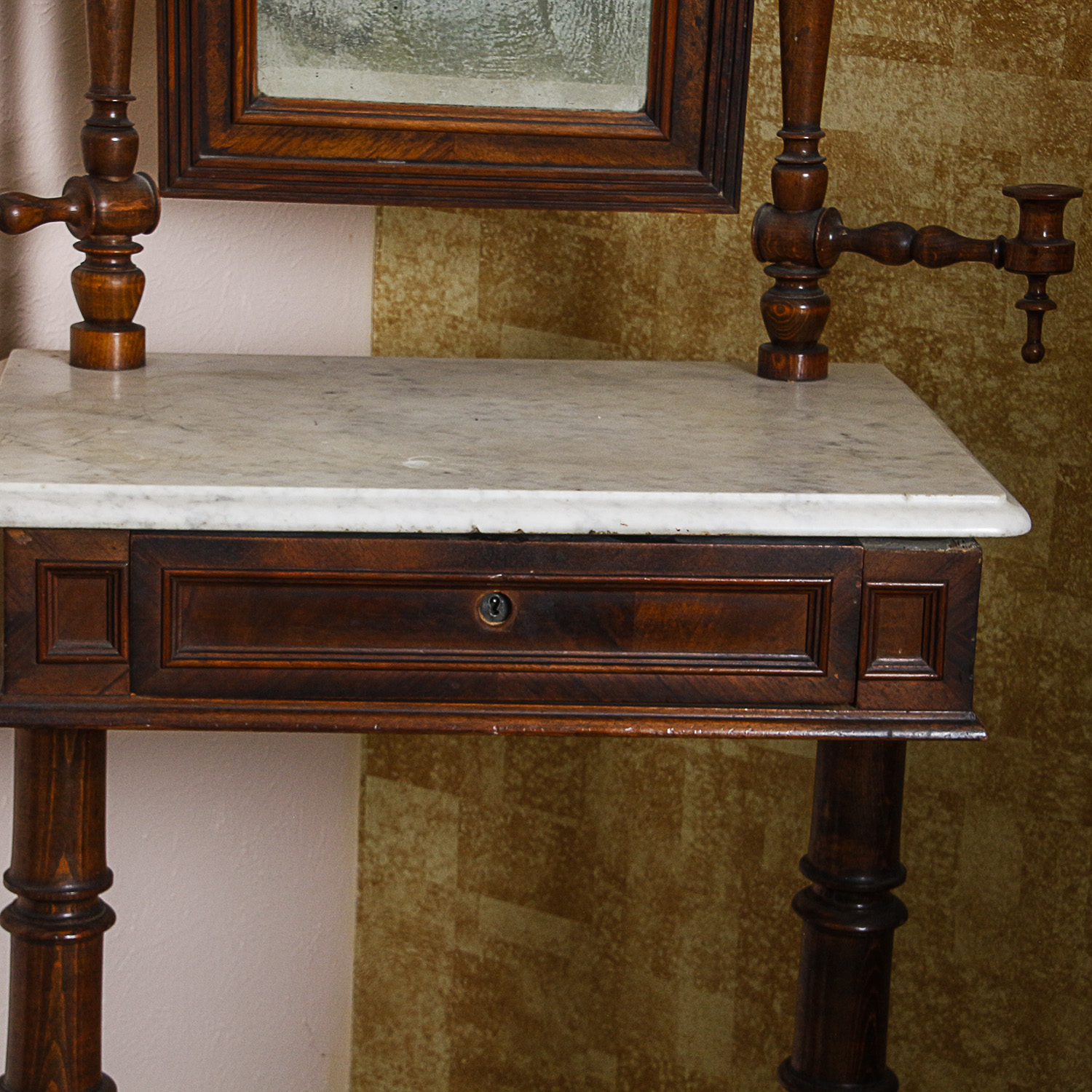 Antique Victorian Marble Top Washstand with Mirror