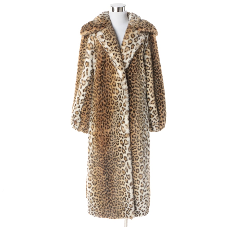 Circa 1960s Vintage Faux Leopard Fur Coat by Sportowne