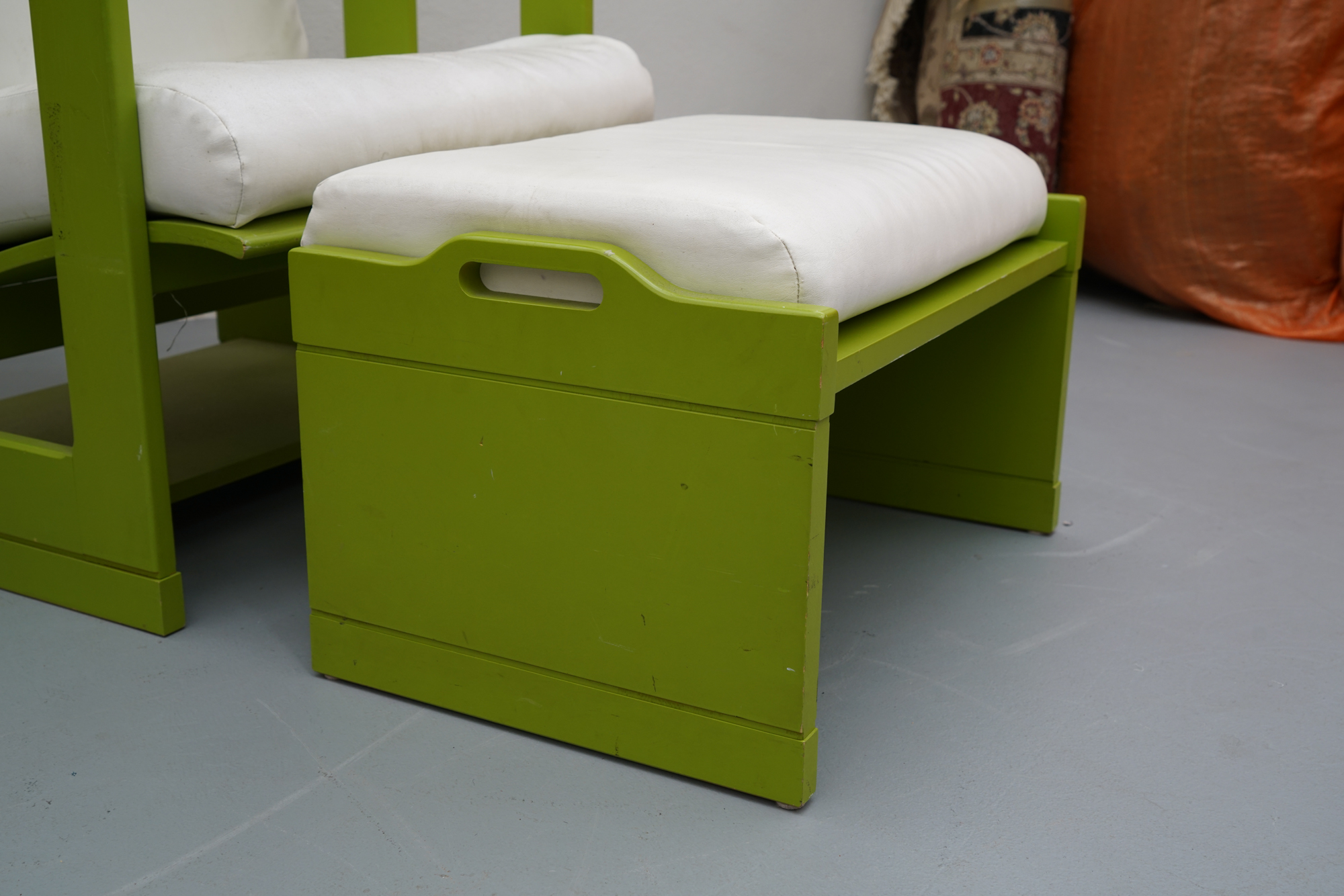 Vintage Painted Telephone Booth Motif Chair with Ottoman