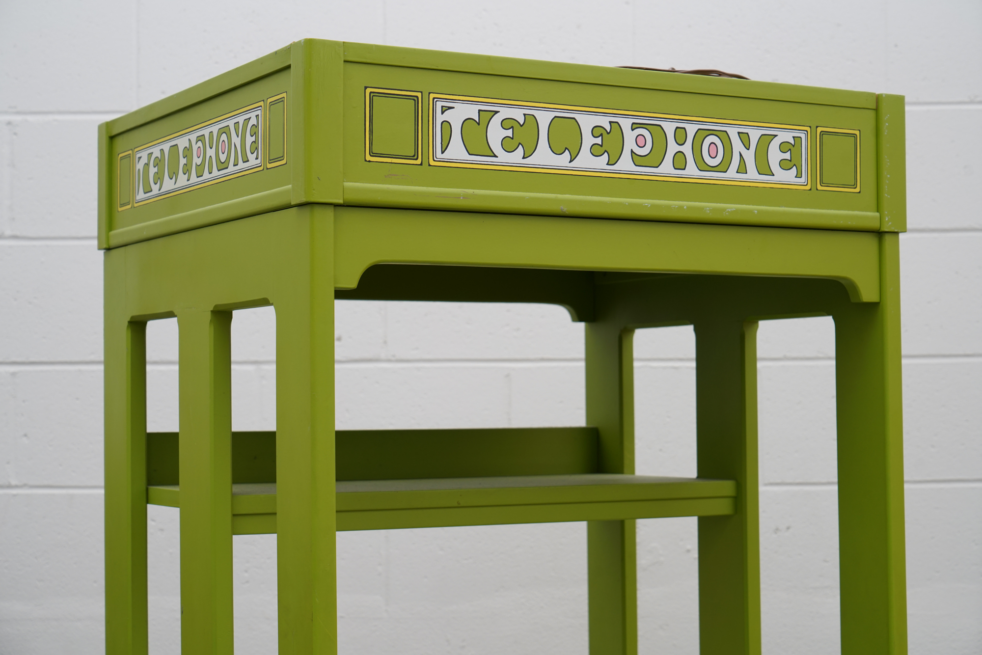 Vintage Painted Telephone Booth Motif Chair with Ottoman