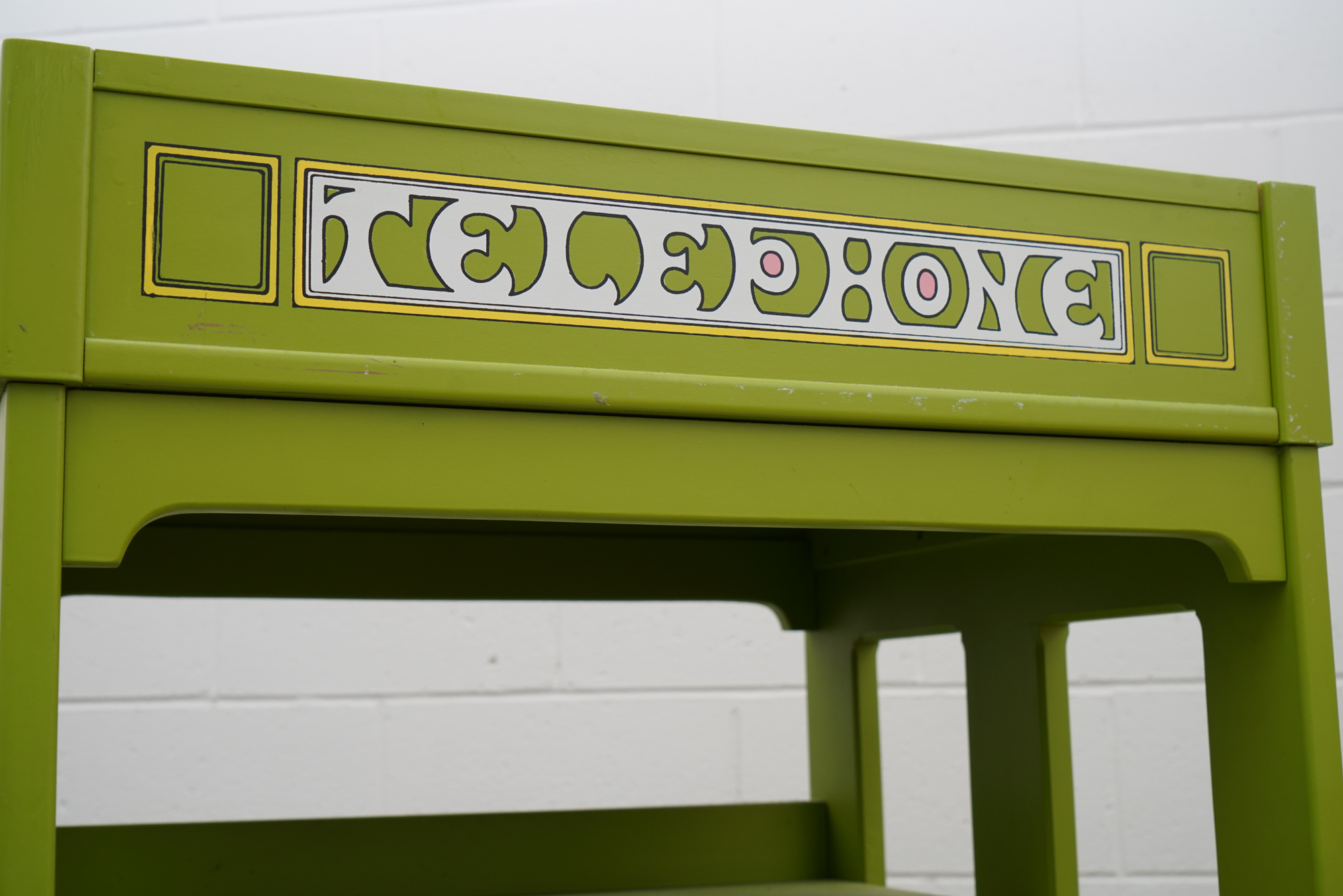 Vintage Painted Telephone Booth Motif Chair with Ottoman