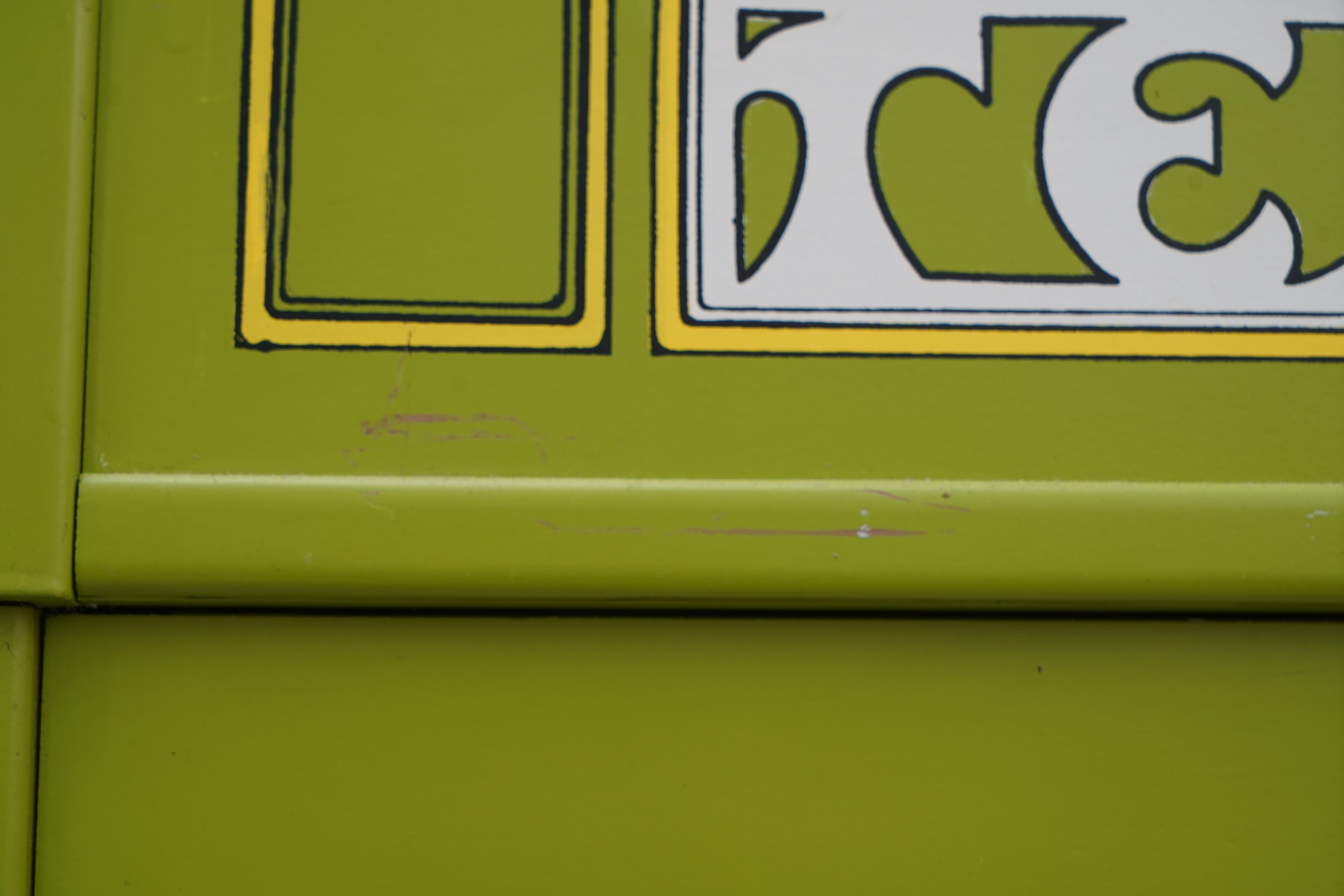 Vintage Painted Telephone Booth Motif Chair with Ottoman