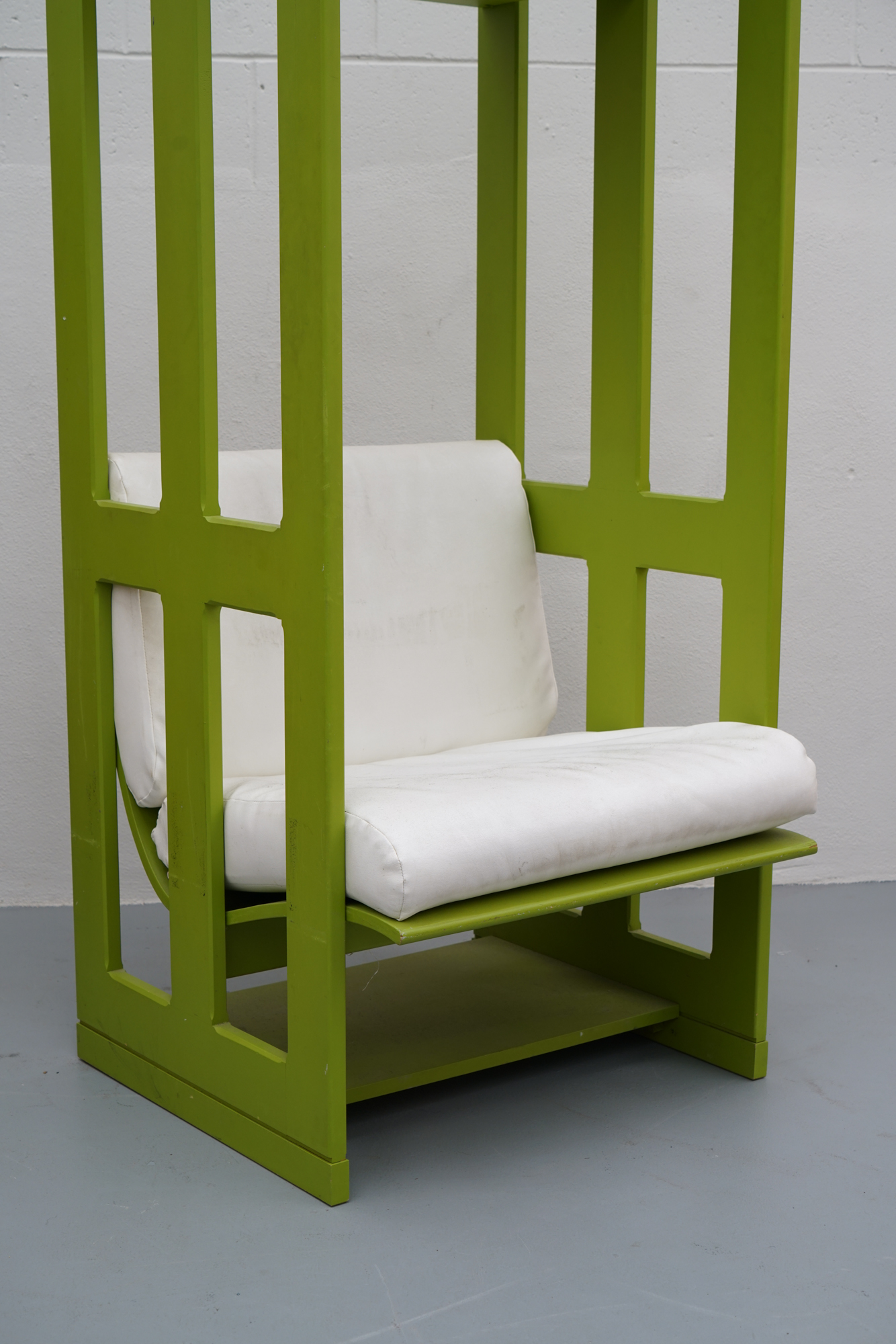 Vintage Painted Telephone Booth Motif Chair with Ottoman