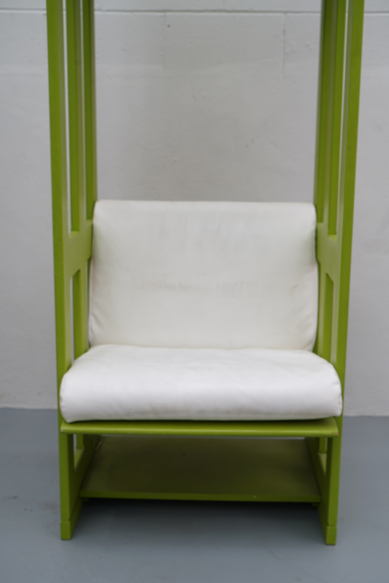 Vintage Painted Telephone Booth Motif Chair with Ottoman