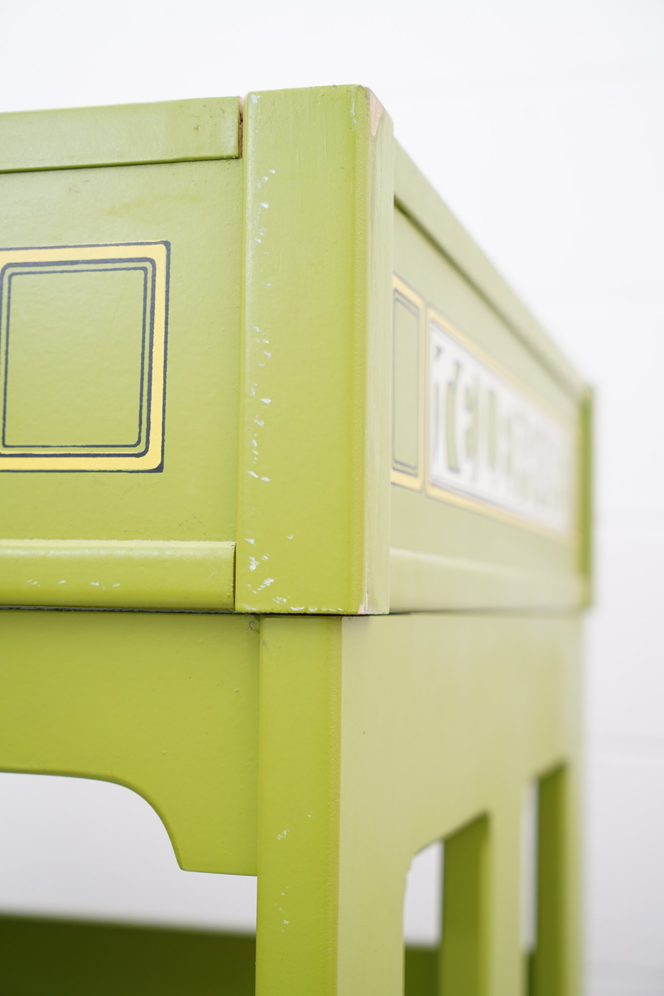 Vintage Painted Telephone Booth Motif Chair with Ottoman