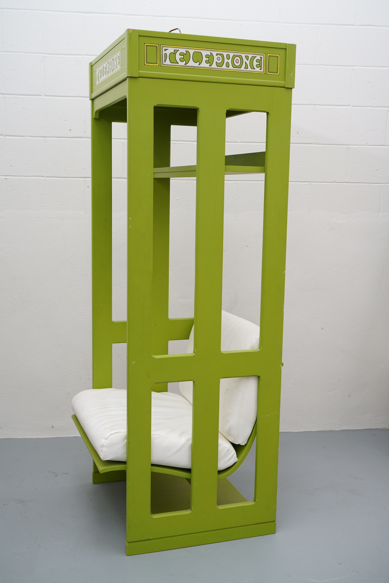 Vintage Painted Telephone Booth Motif Chair with Ottoman