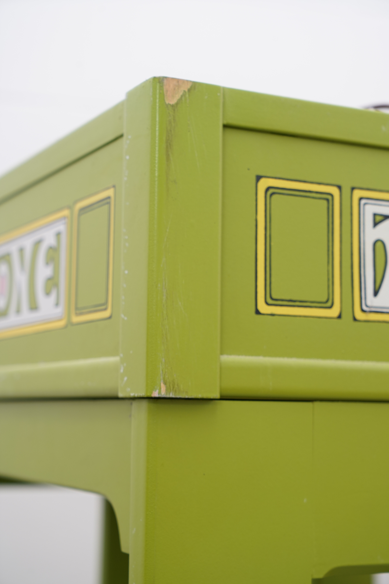 Vintage Painted Telephone Booth Motif Chair with Ottoman