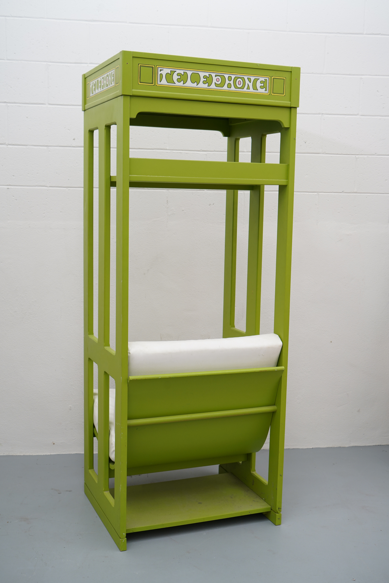 Vintage Painted Telephone Booth Motif Chair with Ottoman