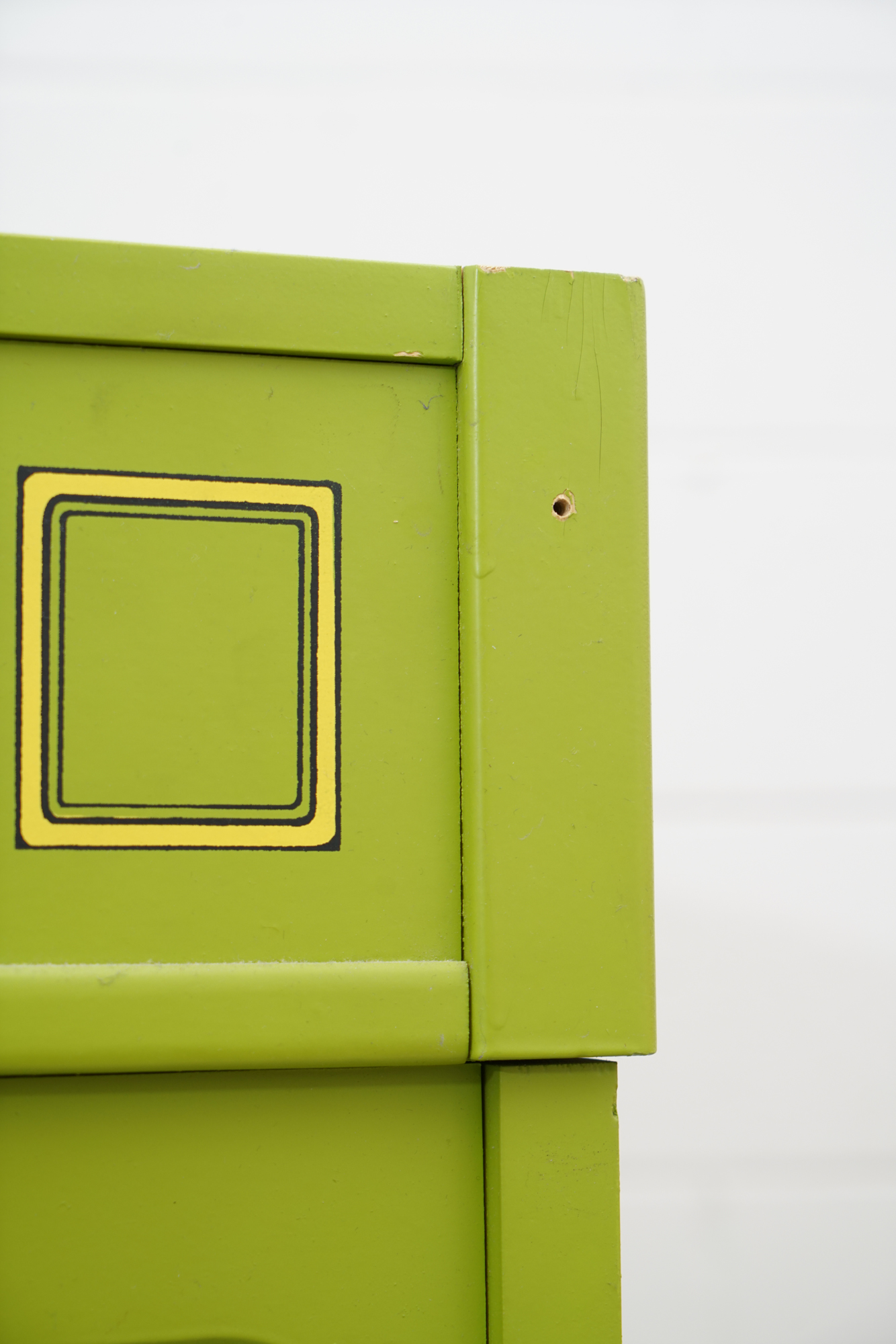 Vintage Painted Telephone Booth Motif Chair with Ottoman