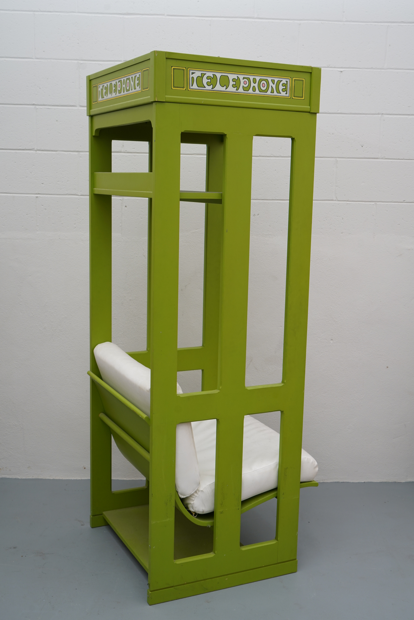 Vintage Painted Telephone Booth Motif Chair with Ottoman