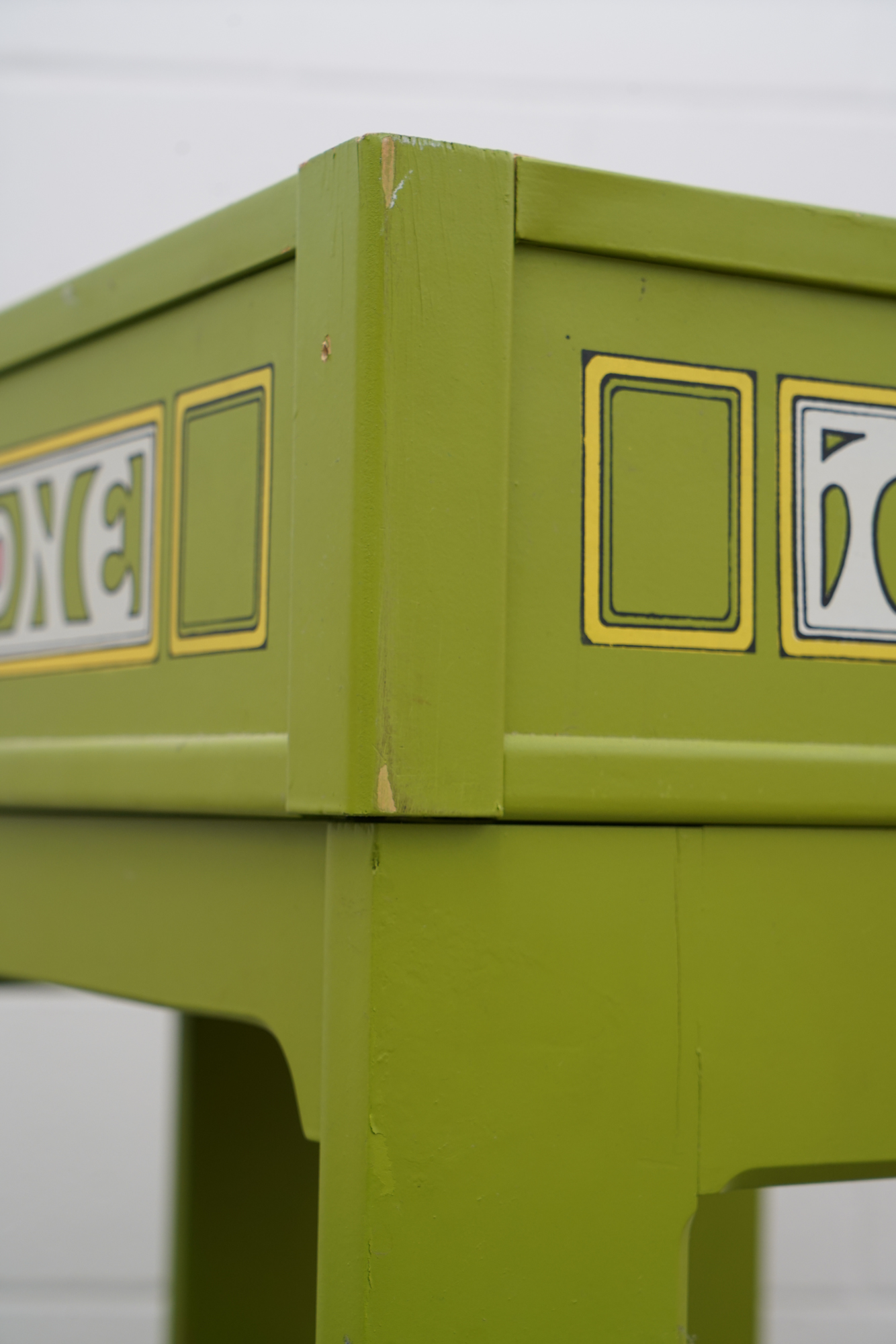 Vintage Painted Telephone Booth Motif Chair with Ottoman