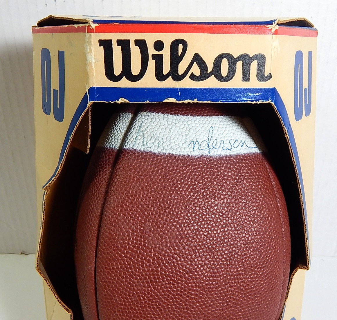 Vintage O.J. Simpson Wilson Football - Signed by Ken Anderson