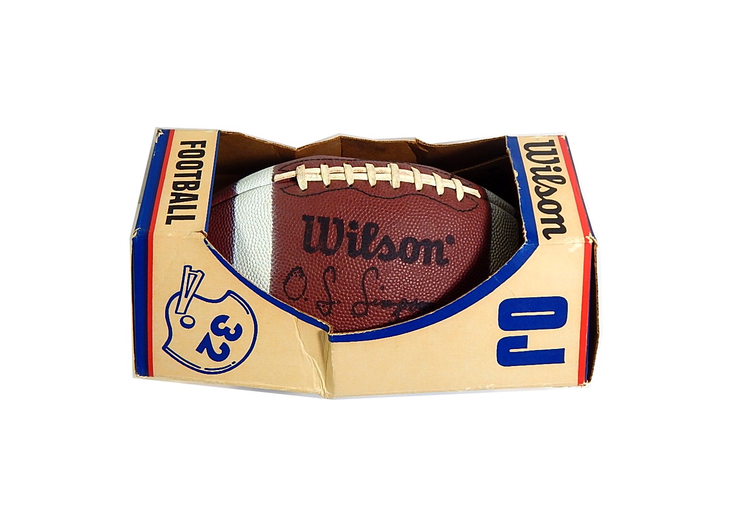 Vintage O.J. Simpson Wilson Football - Signed by Ken Anderson