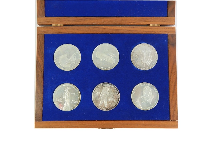 Six Sterling Silver Medals of United States First Historical Events