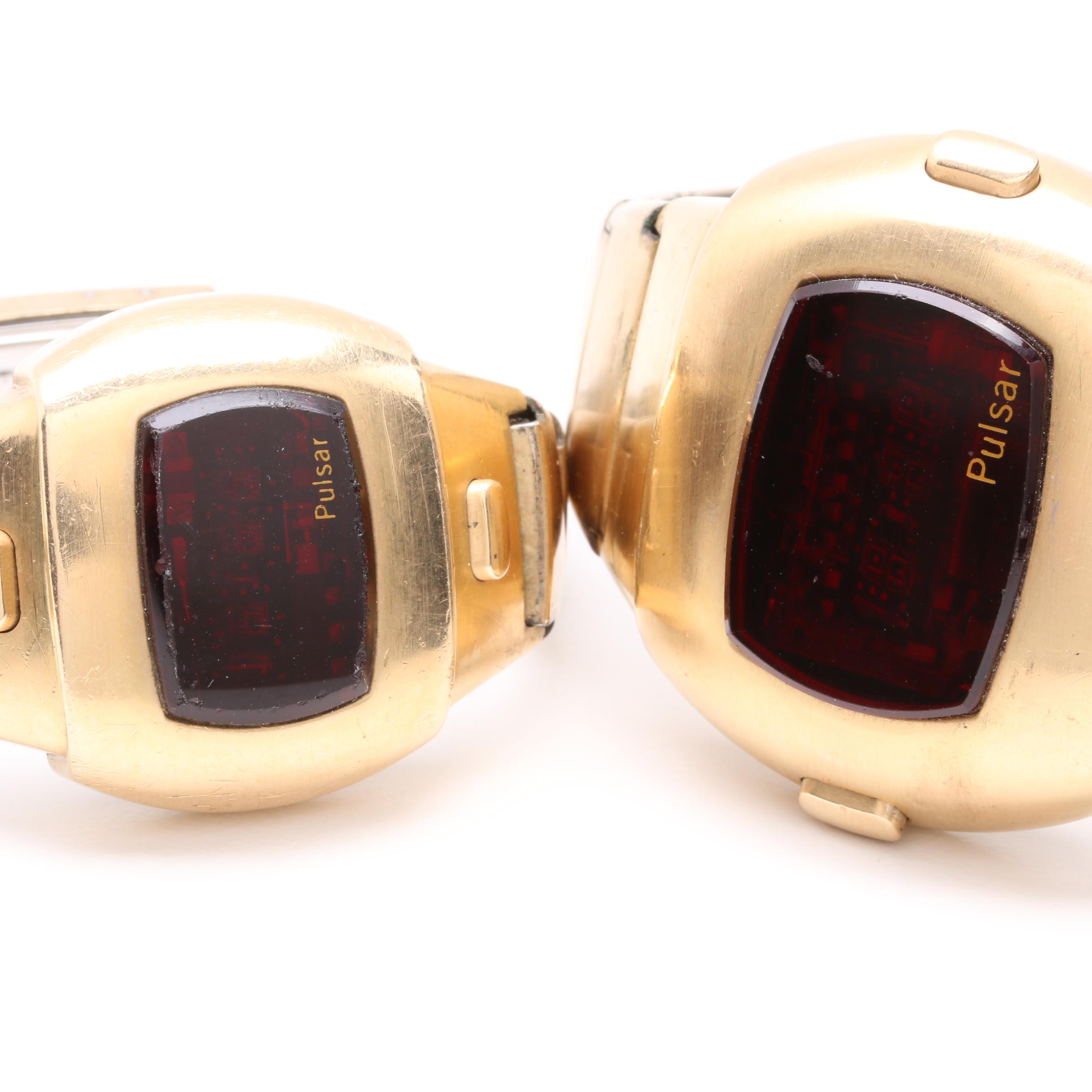 Pulsar Gold Tone L.E.D. Time Computer Watch Selection