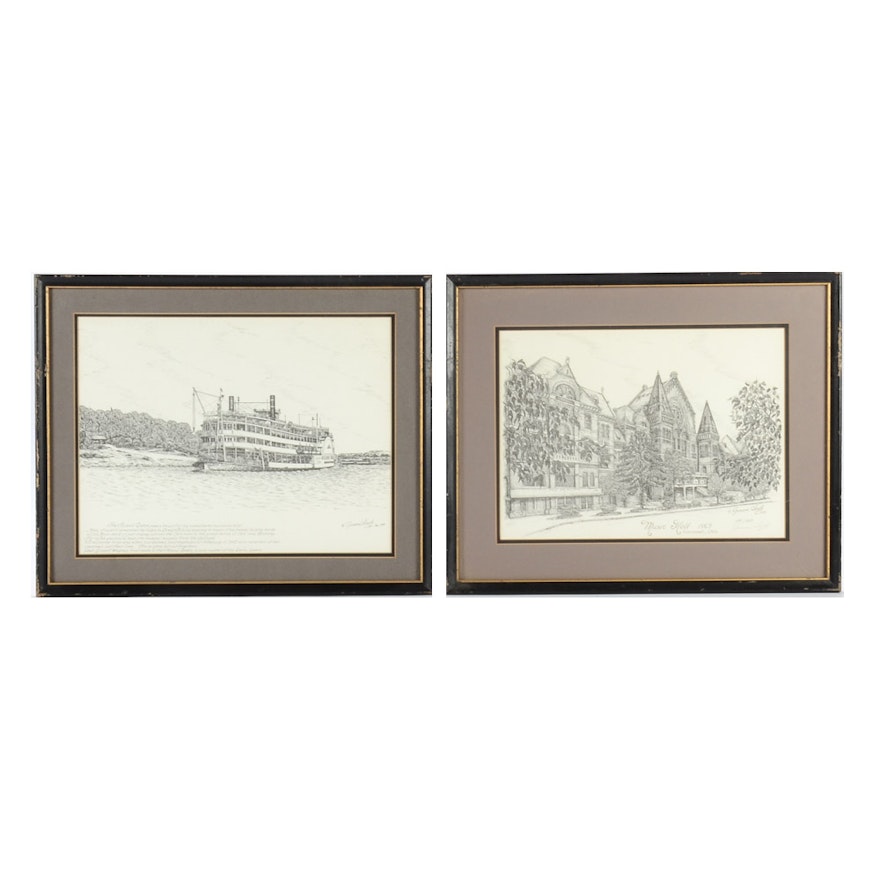 Geneva South Cincinnati Famous Attractions Framed Lithographs