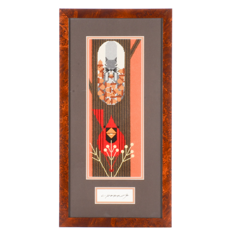 Richard Gegner Signed Needlepoint after Charley Harper "October Edibles"