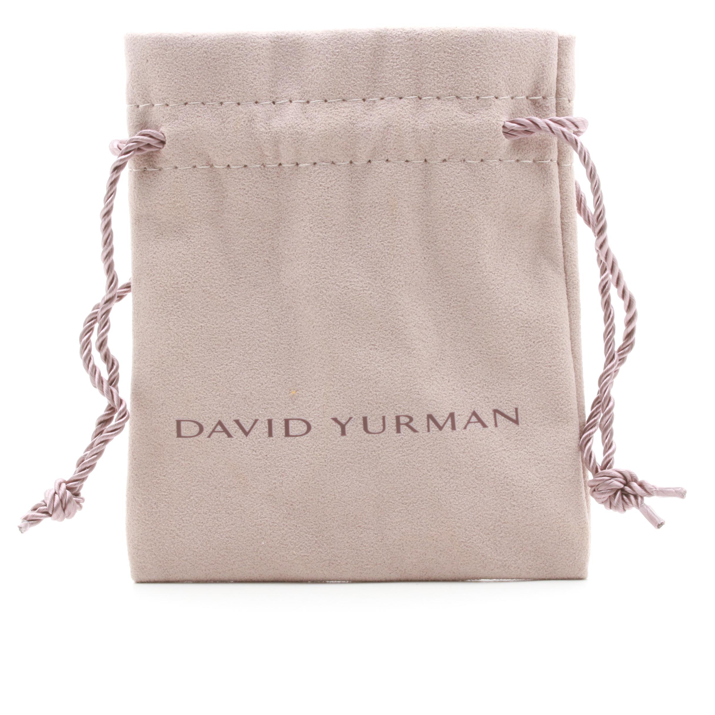 David Yurman Sterling Silver Box Chain Necklace with 18K Gold Hang Tag