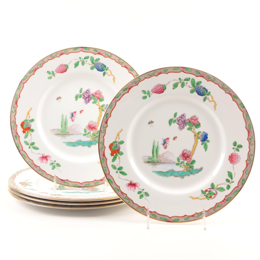 Set of Five Spode Porcelain "Pekin" Dinner Plates