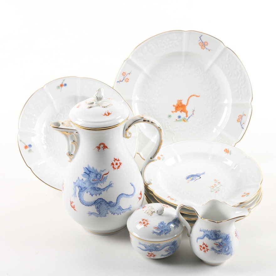 Meissen Hand-Painted Porcelain Tableware Including "Ming Dragon"