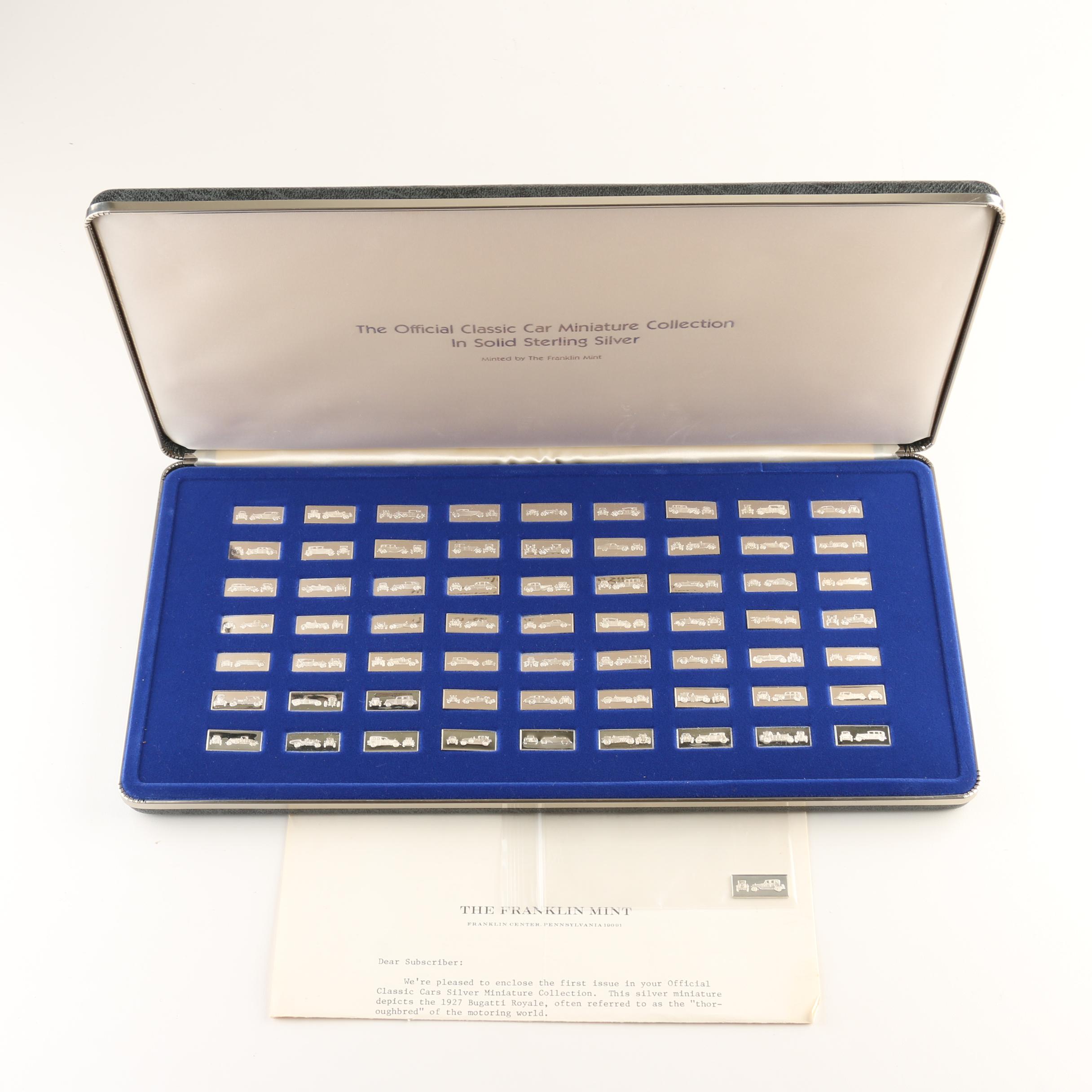 Franklin Mint "Classic Car Miniature Collection" Proof Silver Ingot Set