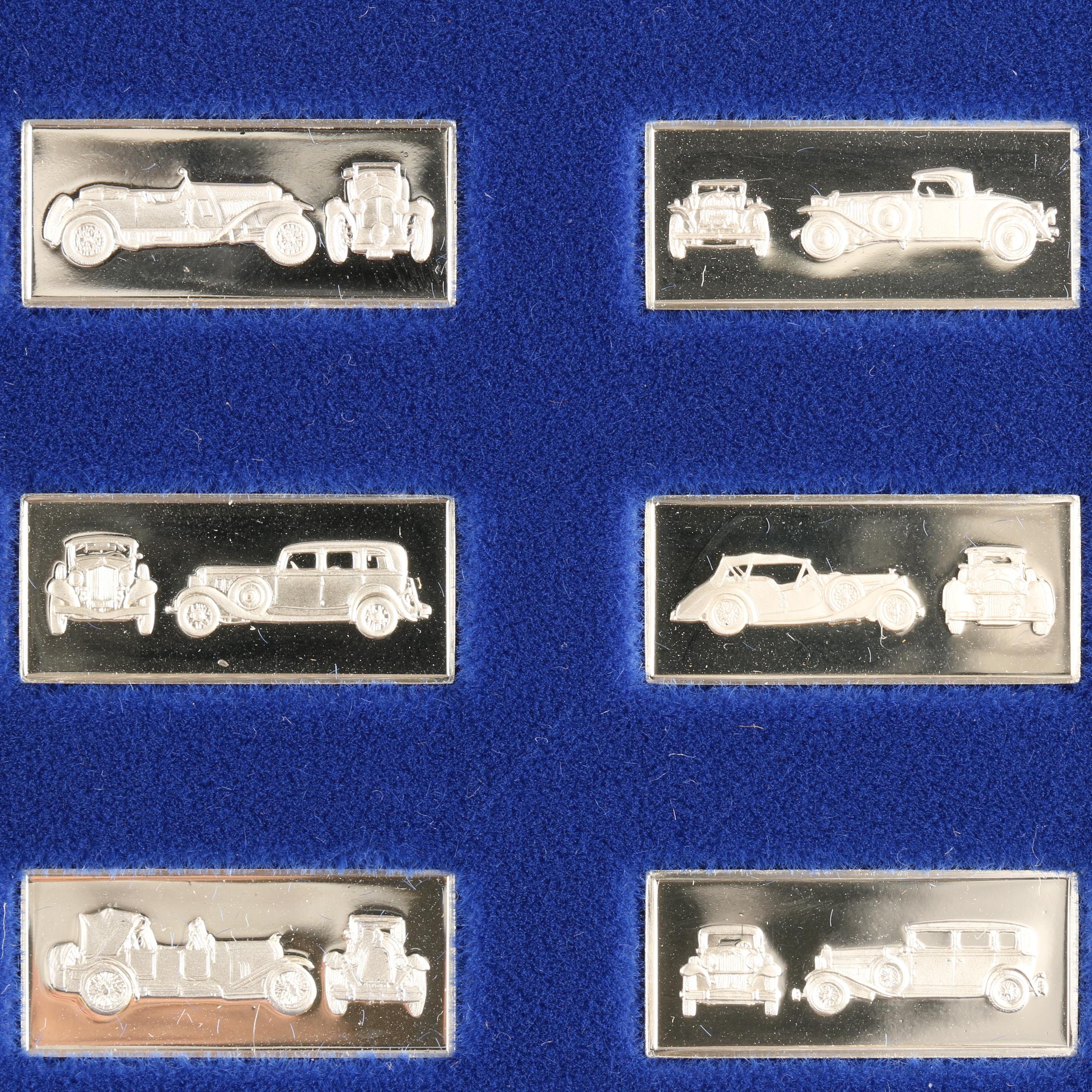 Franklin Mint "Classic Car Miniature Collection" Proof Silver Ingot Set