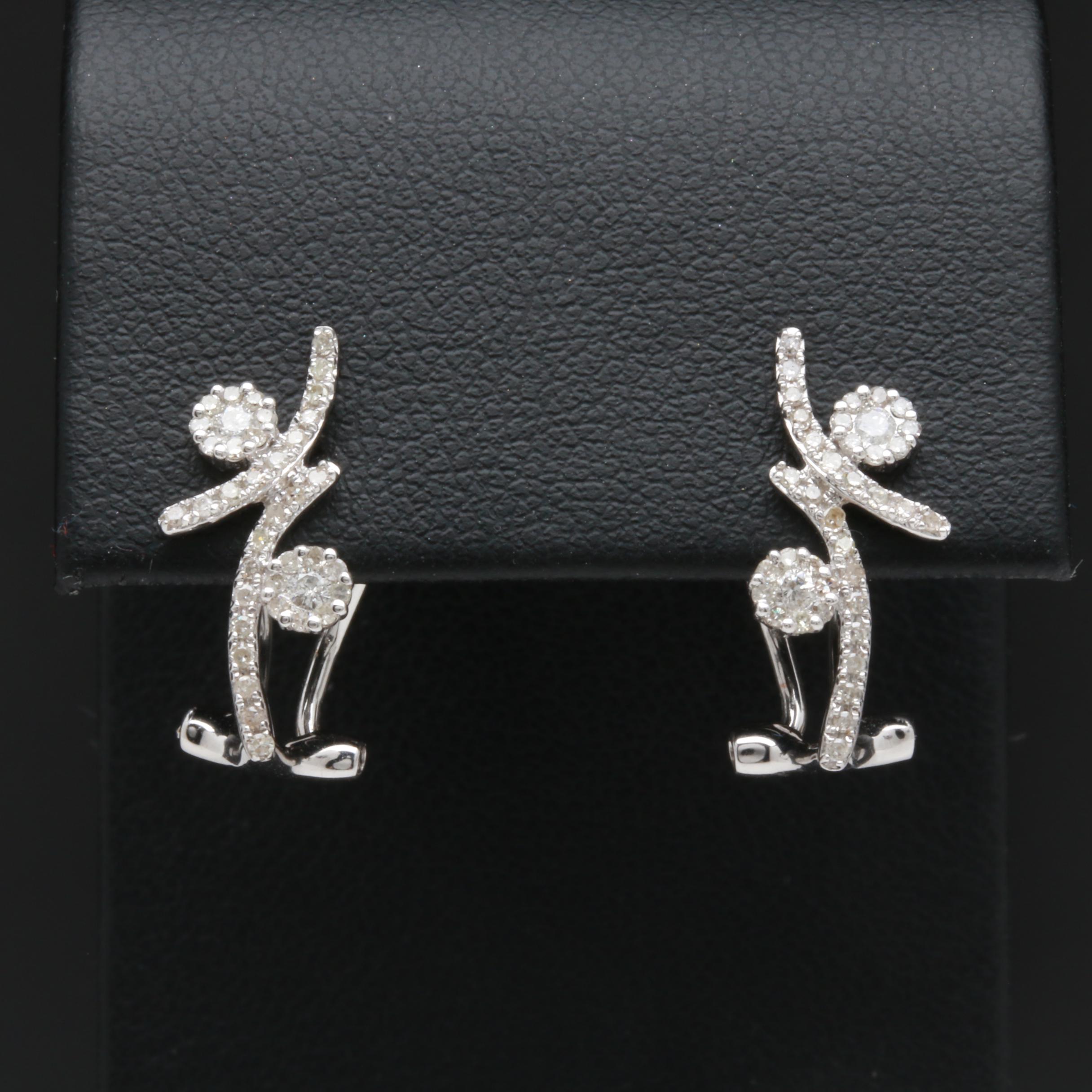 14K White Gold Diamond Earrings
