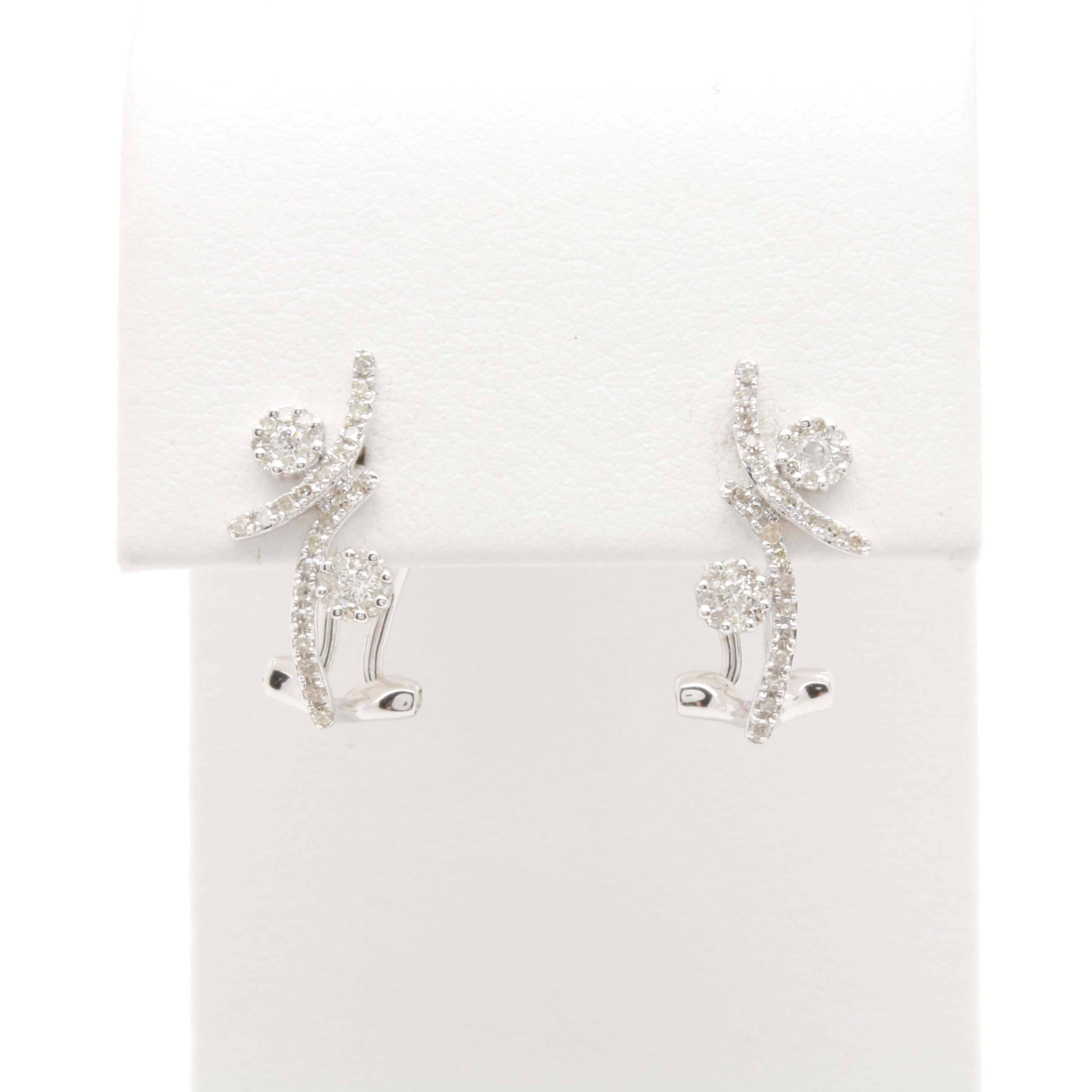 14K White Gold Diamond Earrings