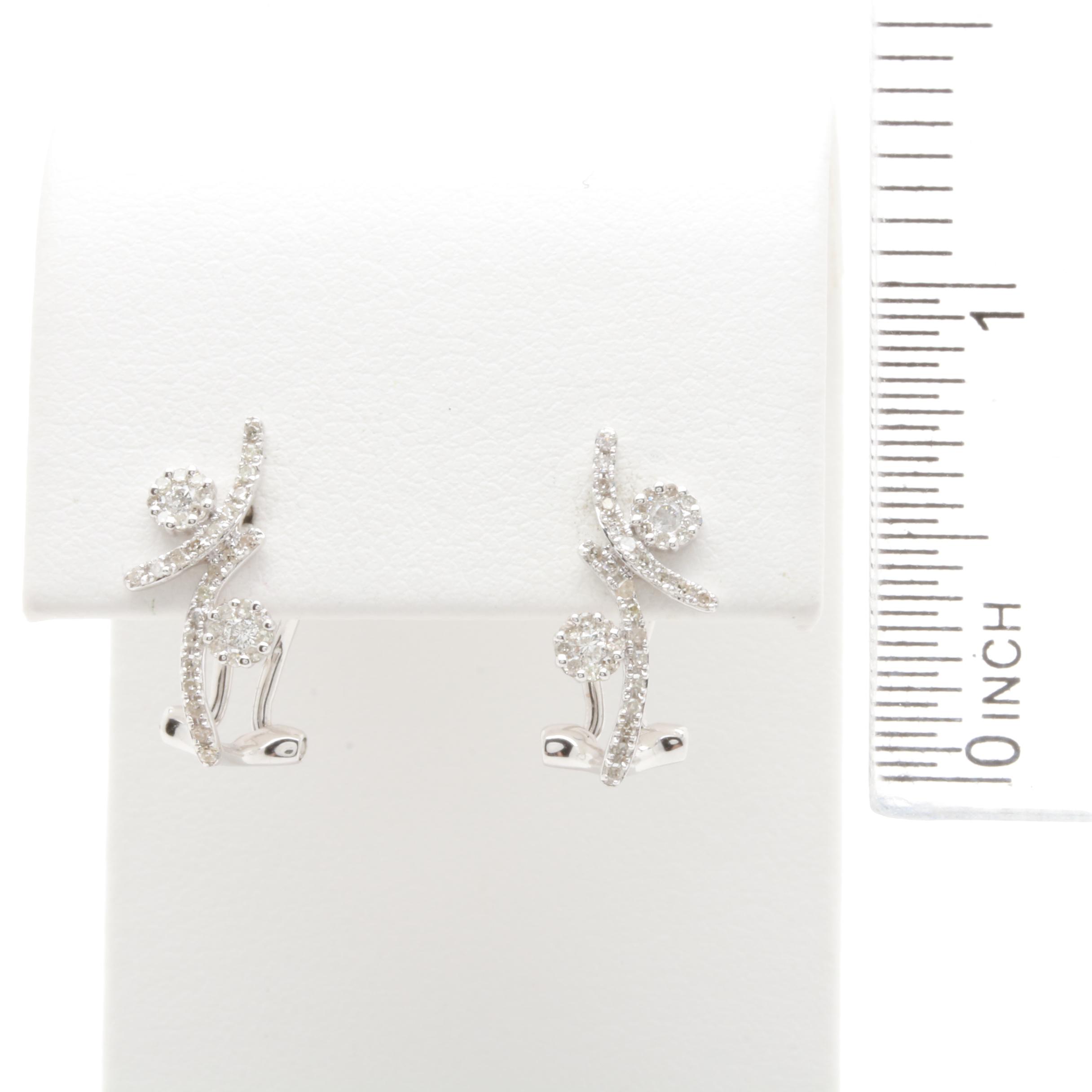 14K White Gold Diamond Earrings