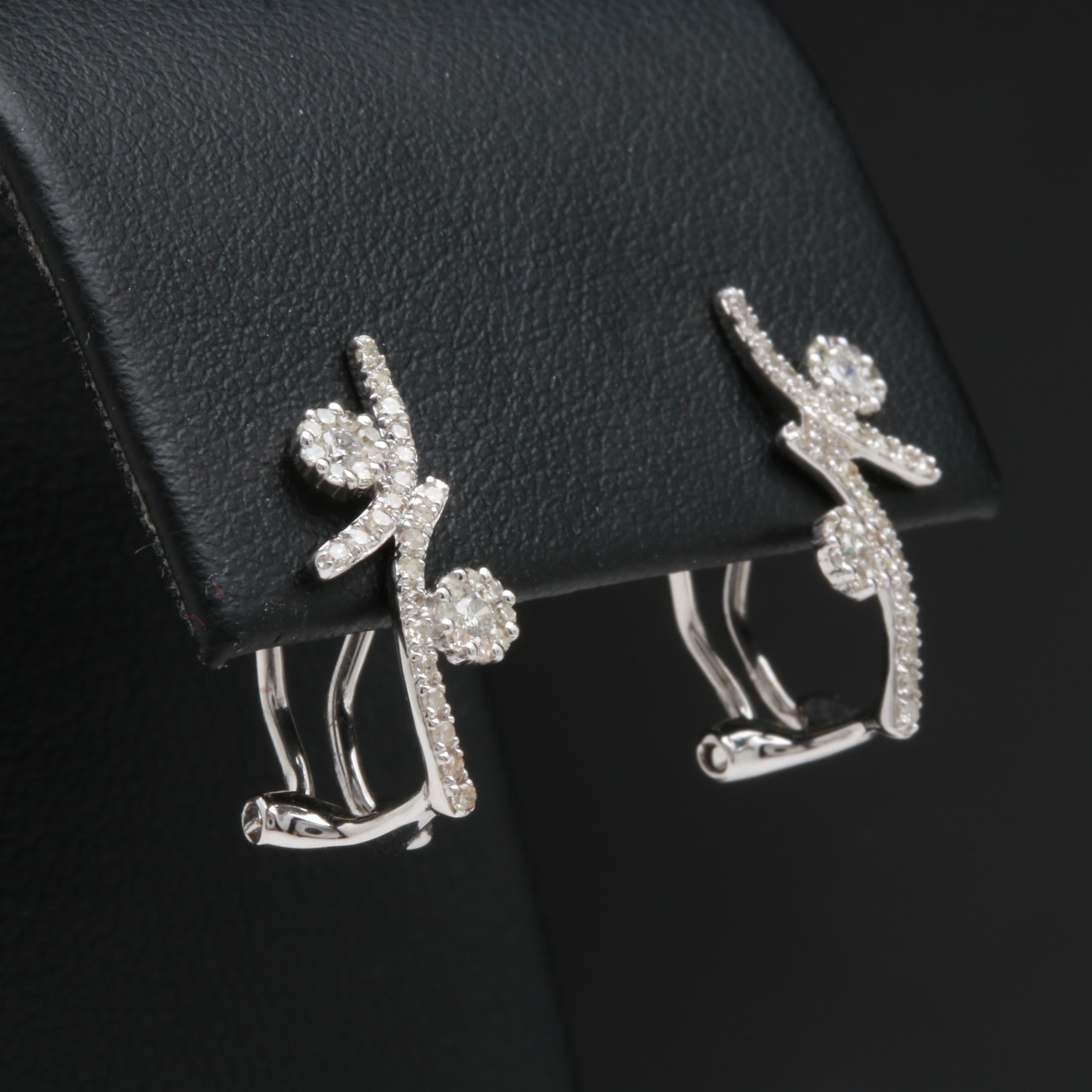 14K White Gold Diamond Earrings