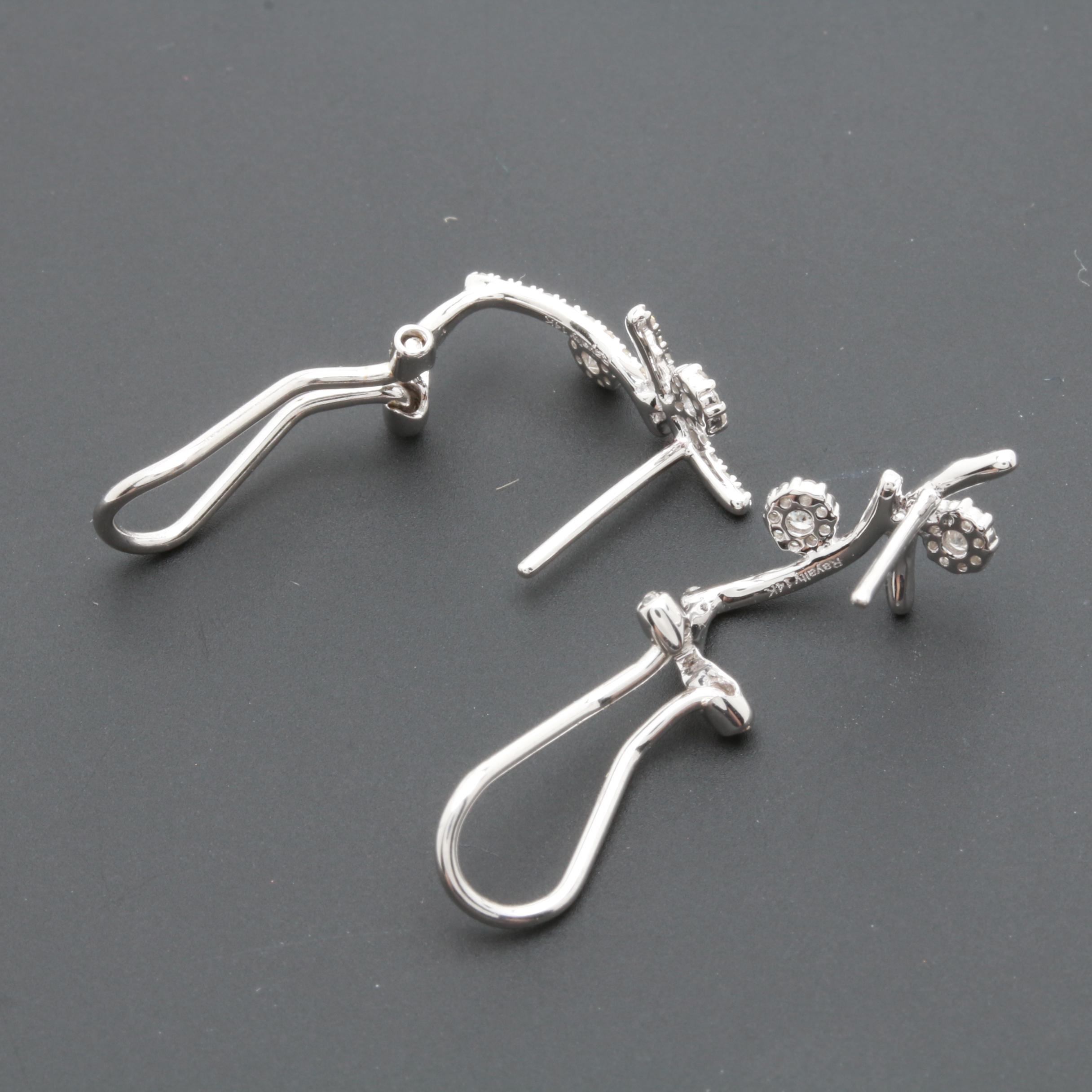 14K White Gold Diamond Earrings
