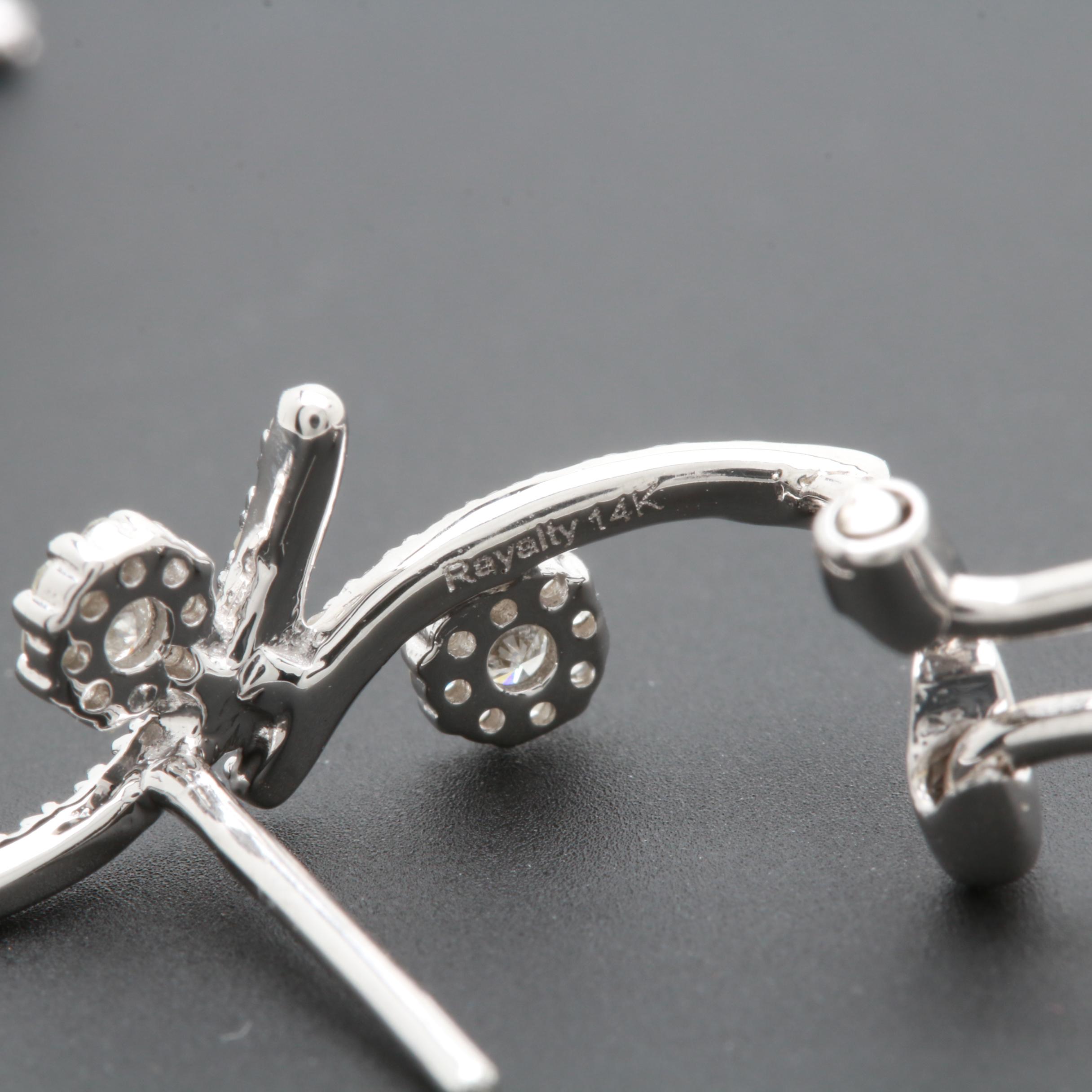 14K White Gold Diamond Earrings