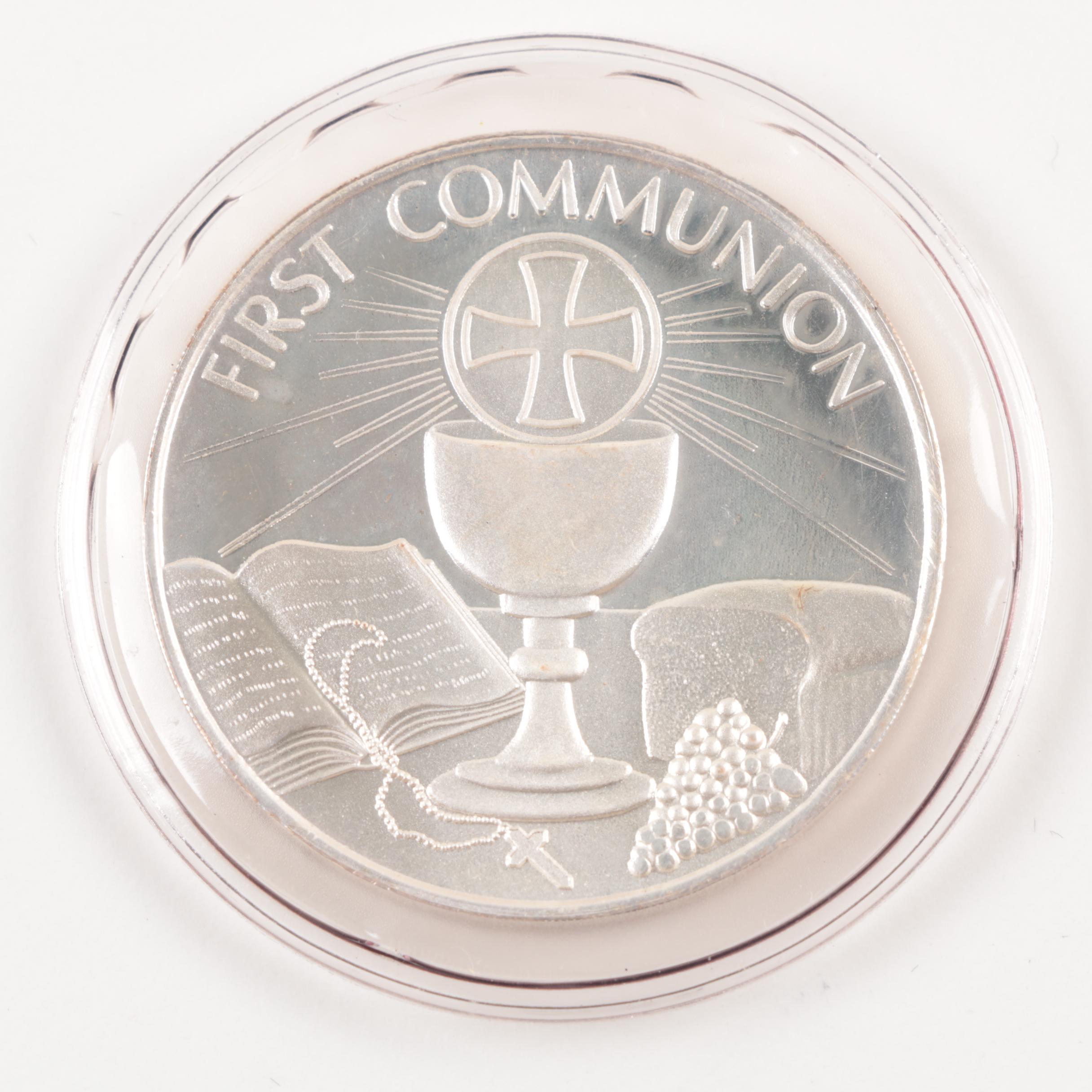 Three One Ounce Fine Silver Commemorative First Communion Medals