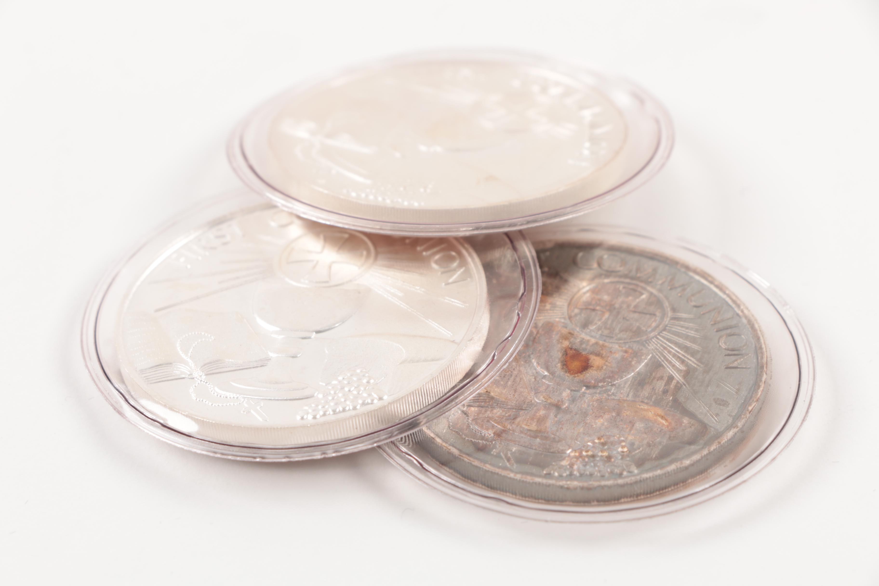 Three One Ounce Fine Silver Commemorative First Communion Medals