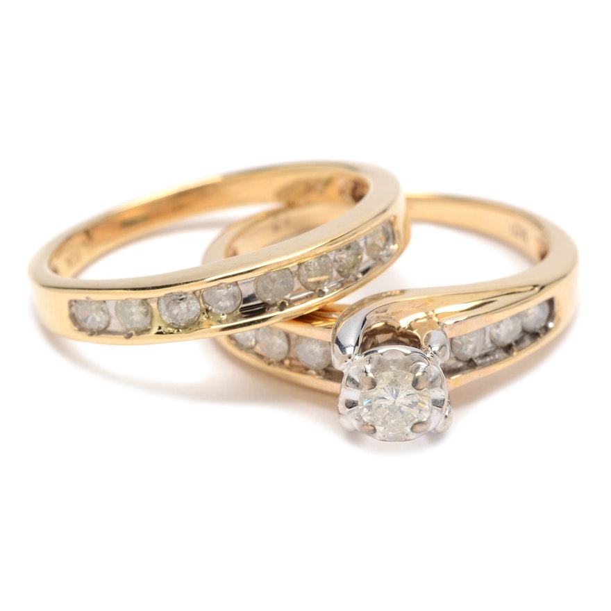 10K Yellow Gold Diamond Bridal Set