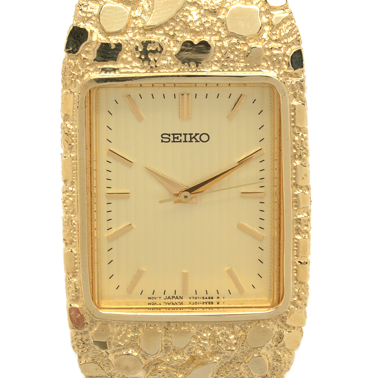 Seiko 10K Yellow Gold Nugget Style Watch