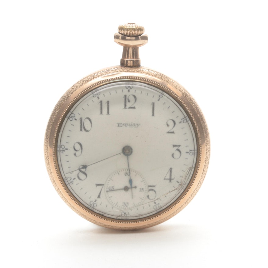 Equity Gold Filled Open Face Pocket Watch