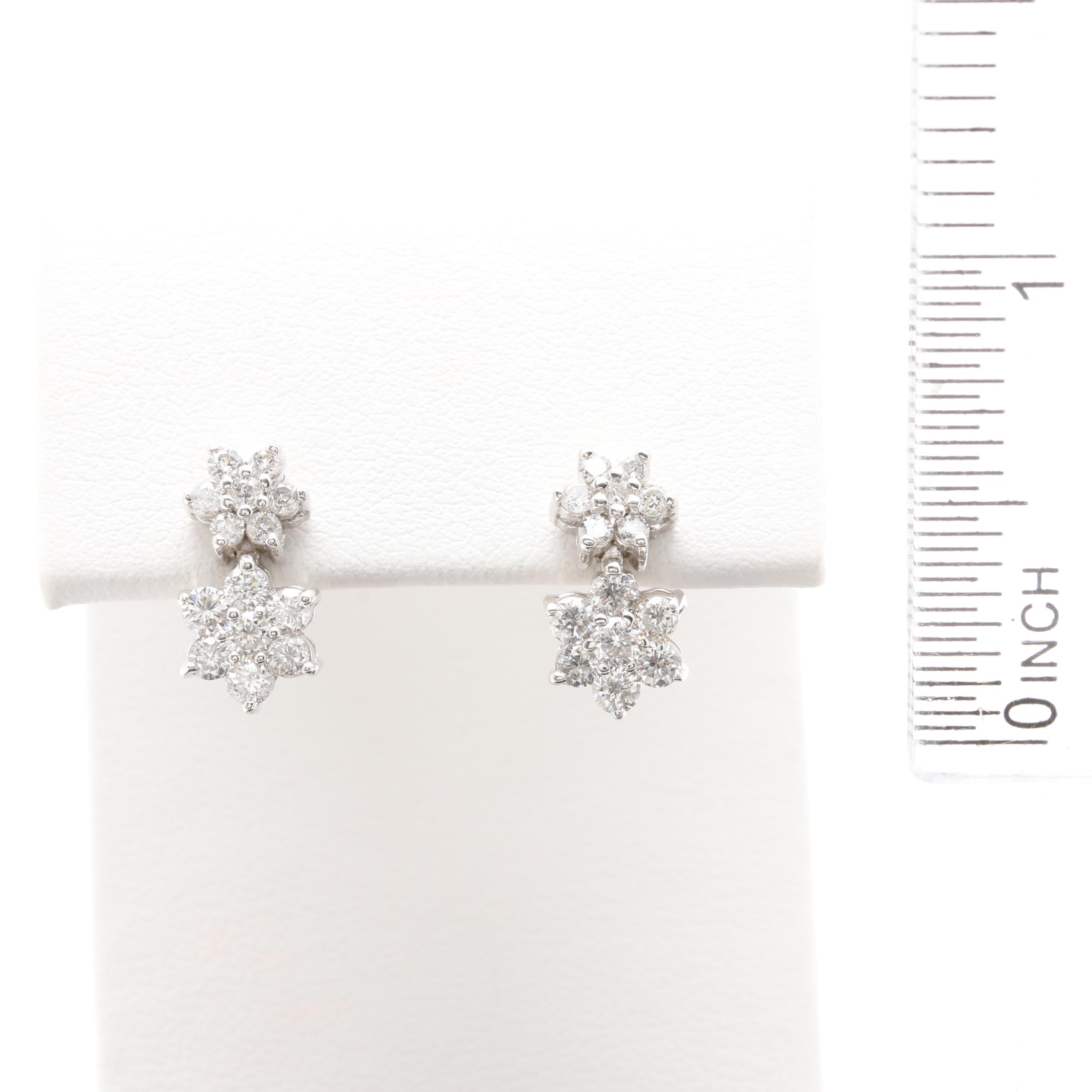 14K White Gold 0.95 CTW Diamond Earrings