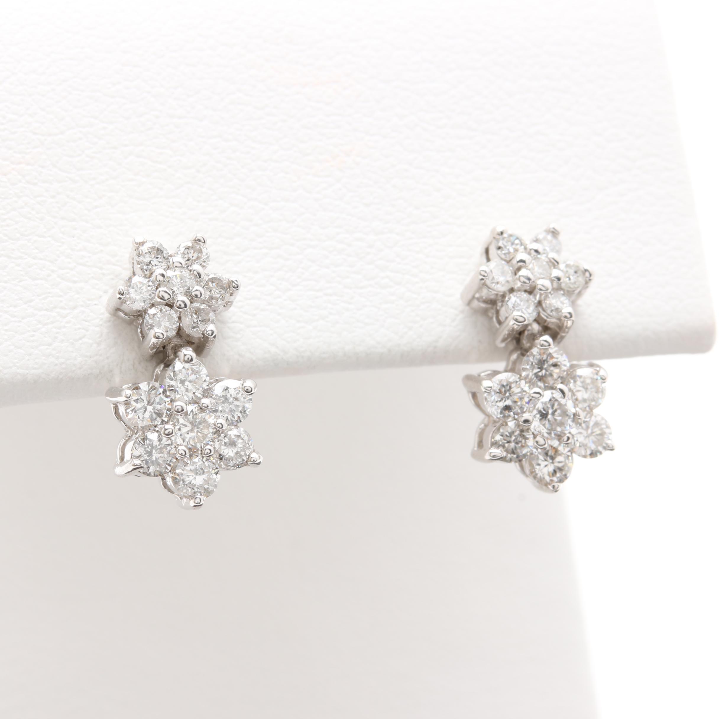 14K White Gold 0.95 CTW Diamond Earrings
