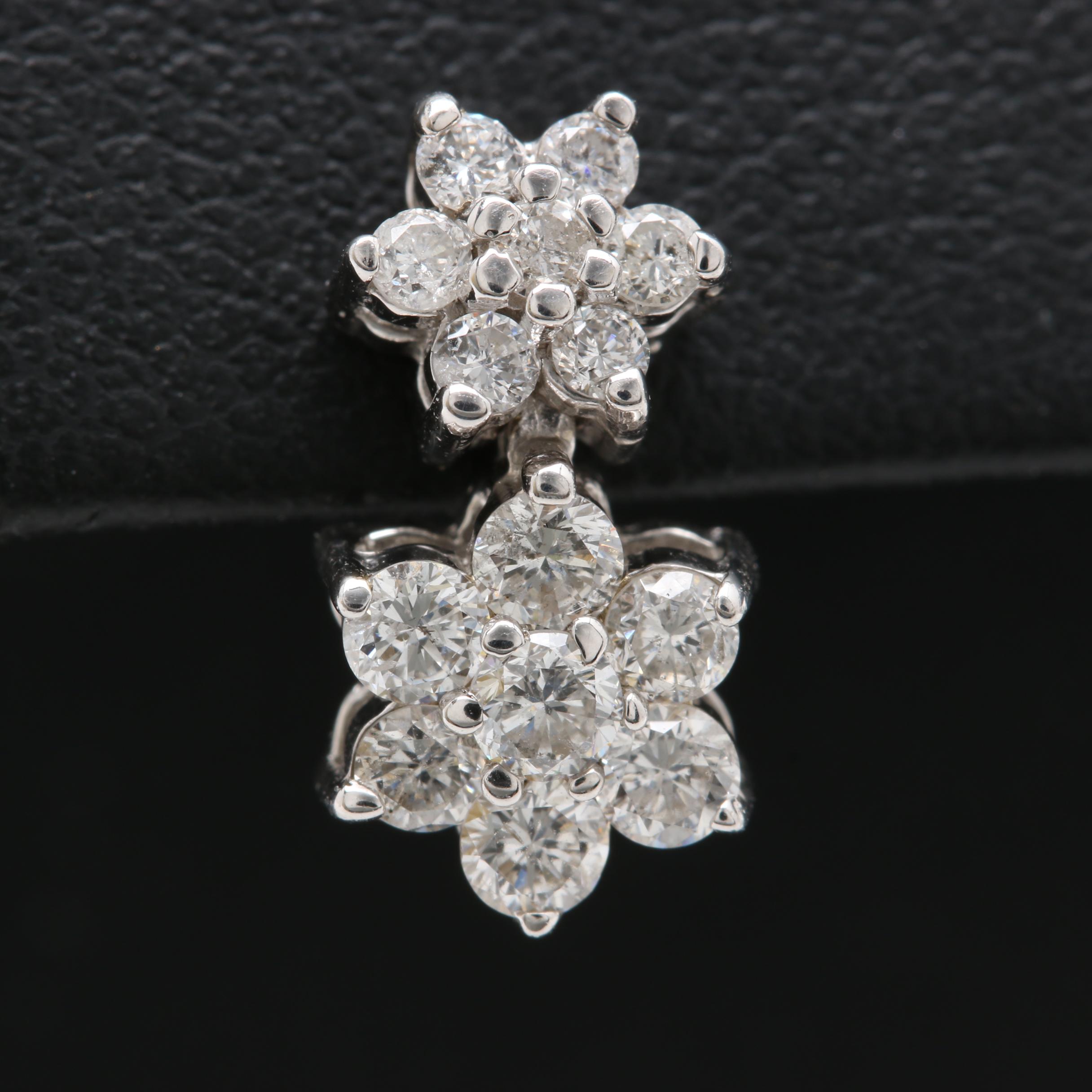14K White Gold 0.95 CTW Diamond Earrings