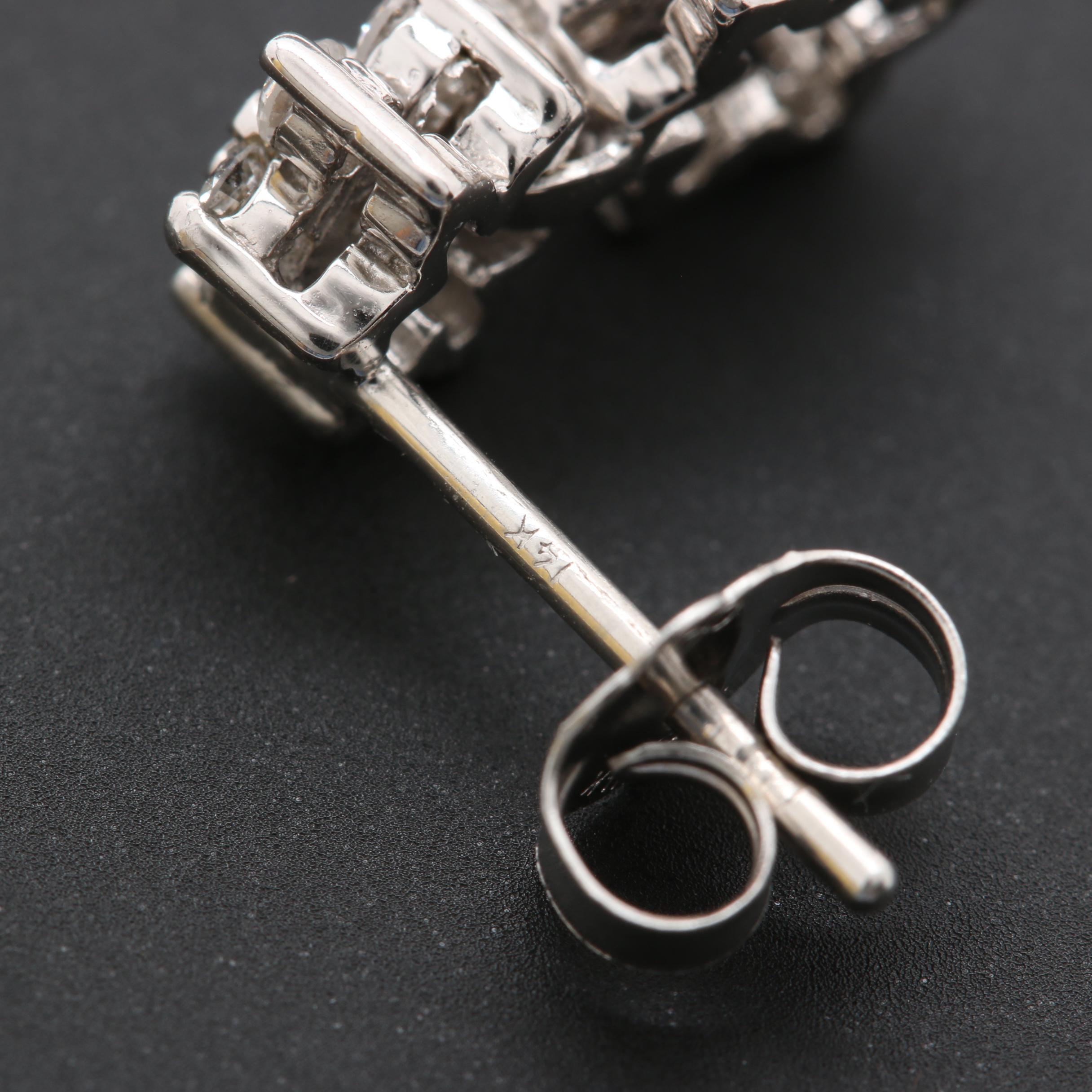 14K White Gold 0.95 CTW Diamond Earrings