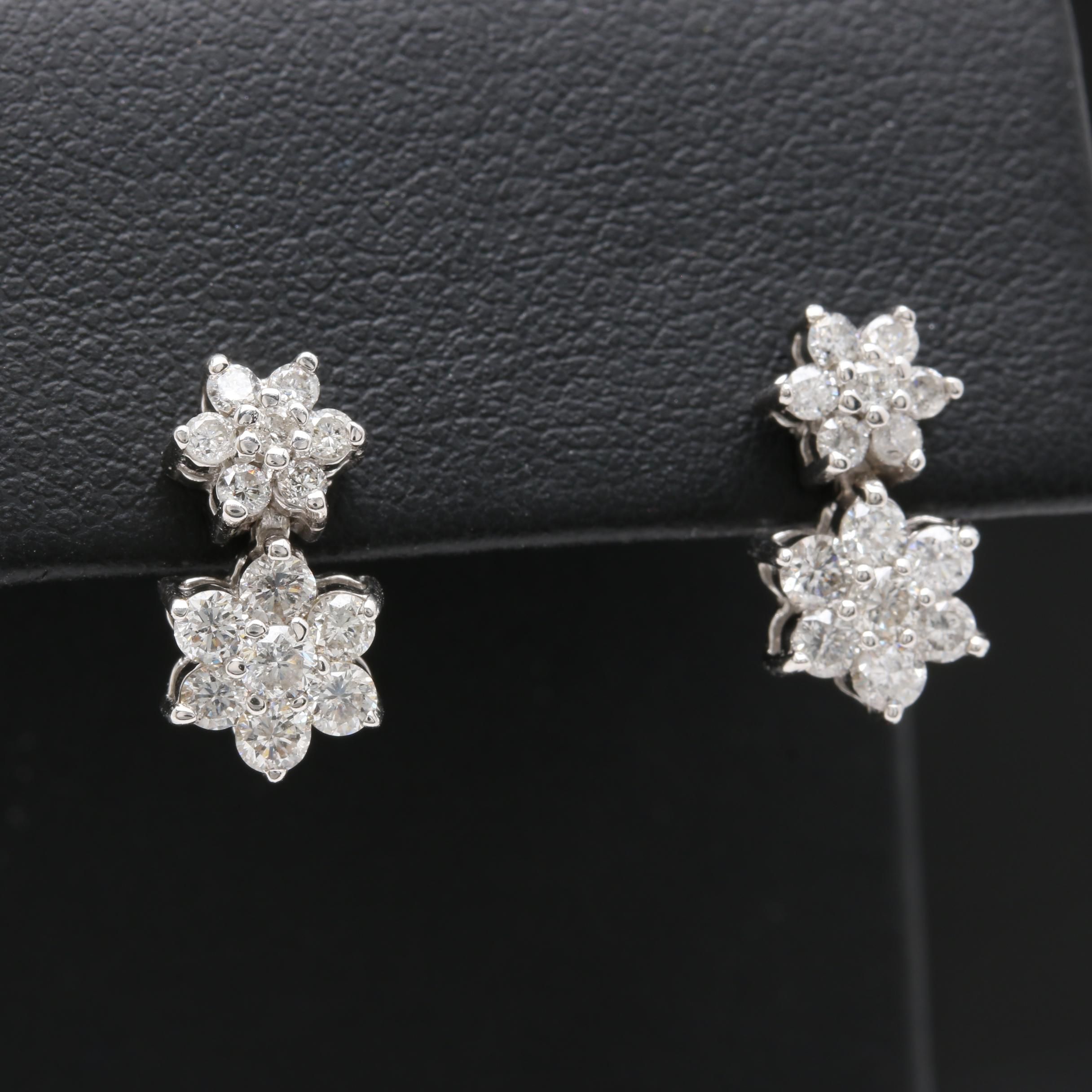 14K White Gold 0.95 CTW Diamond Earrings