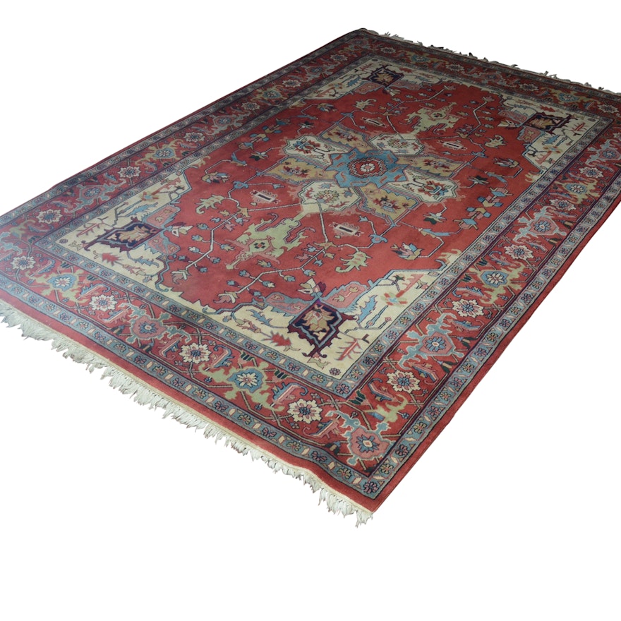 Hand-Knotted Heriz-Style Wool Area Rug