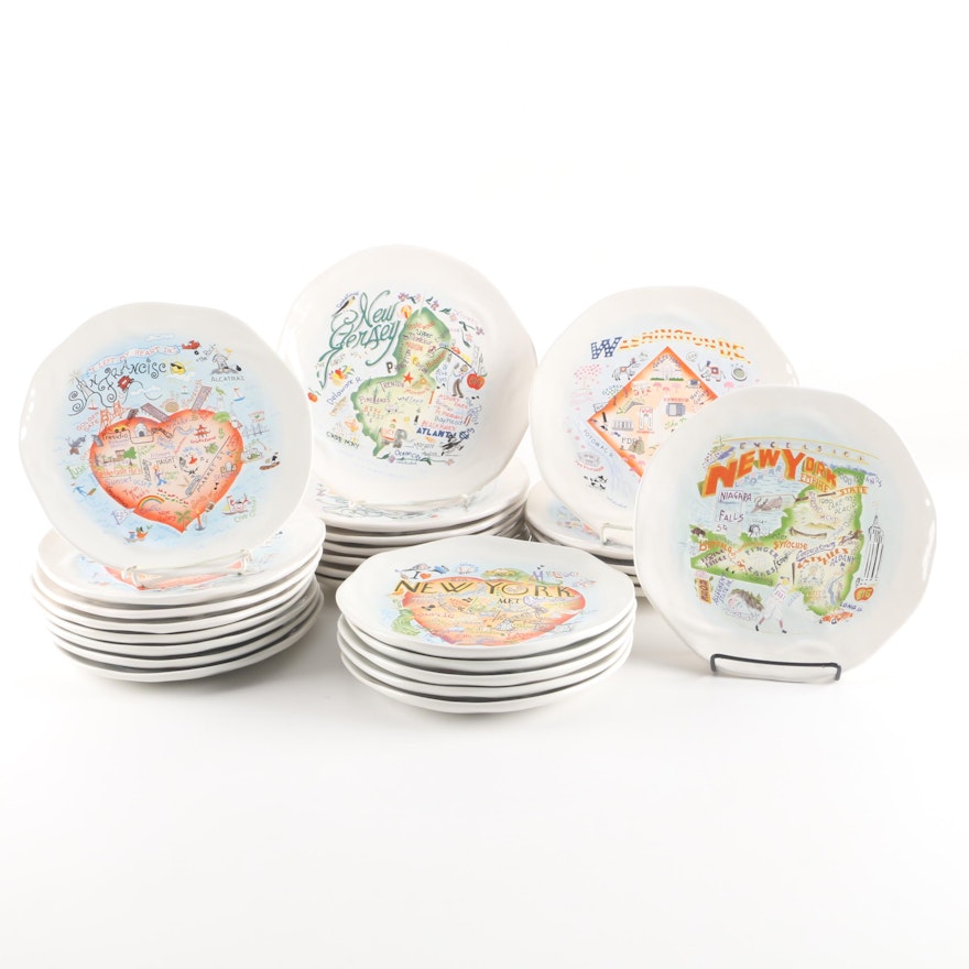 Catstudio Ceramic Geography Themed Collector Plates