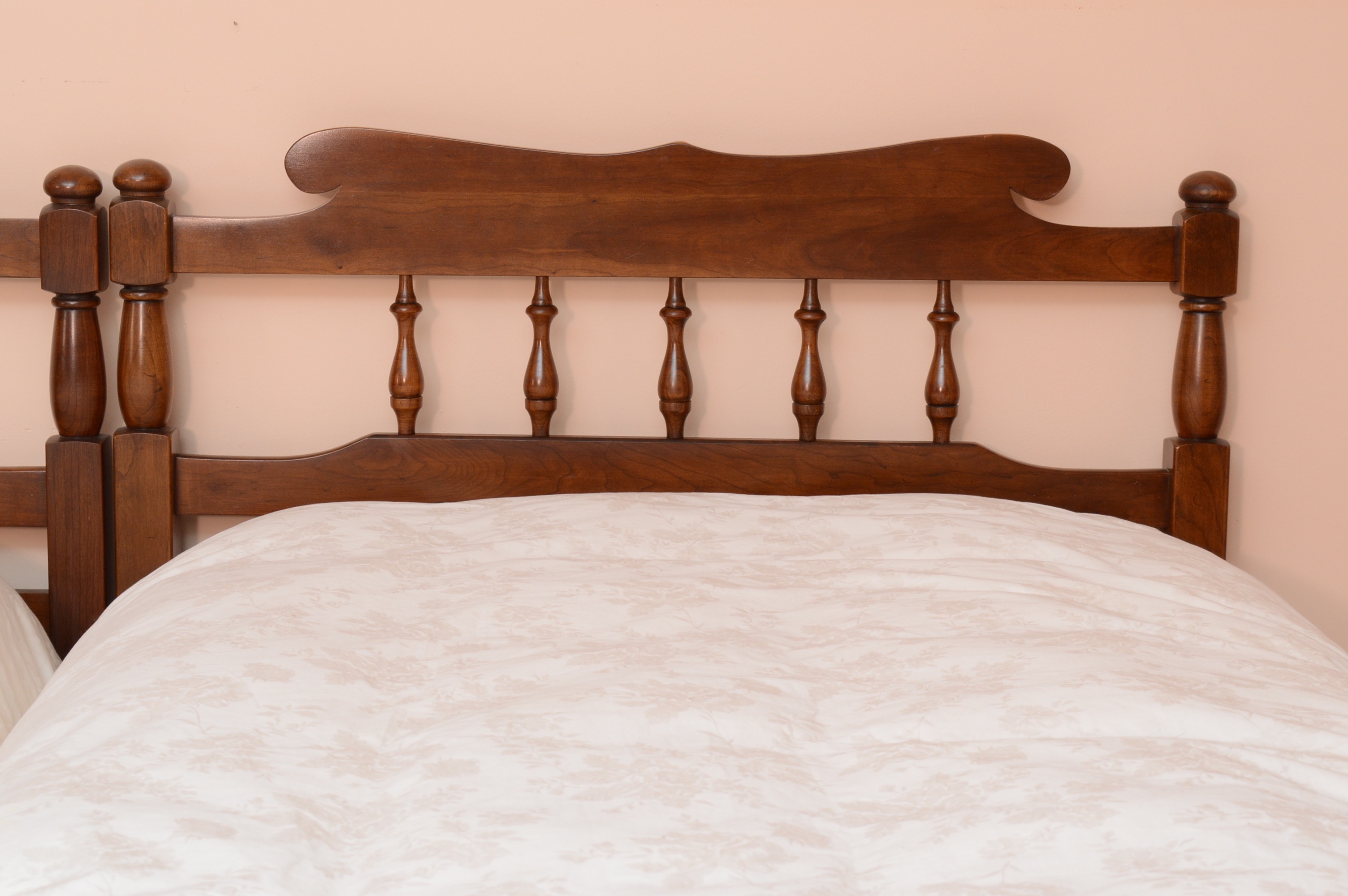 Pair of Solid Cherry Wood Twin Bed Frames