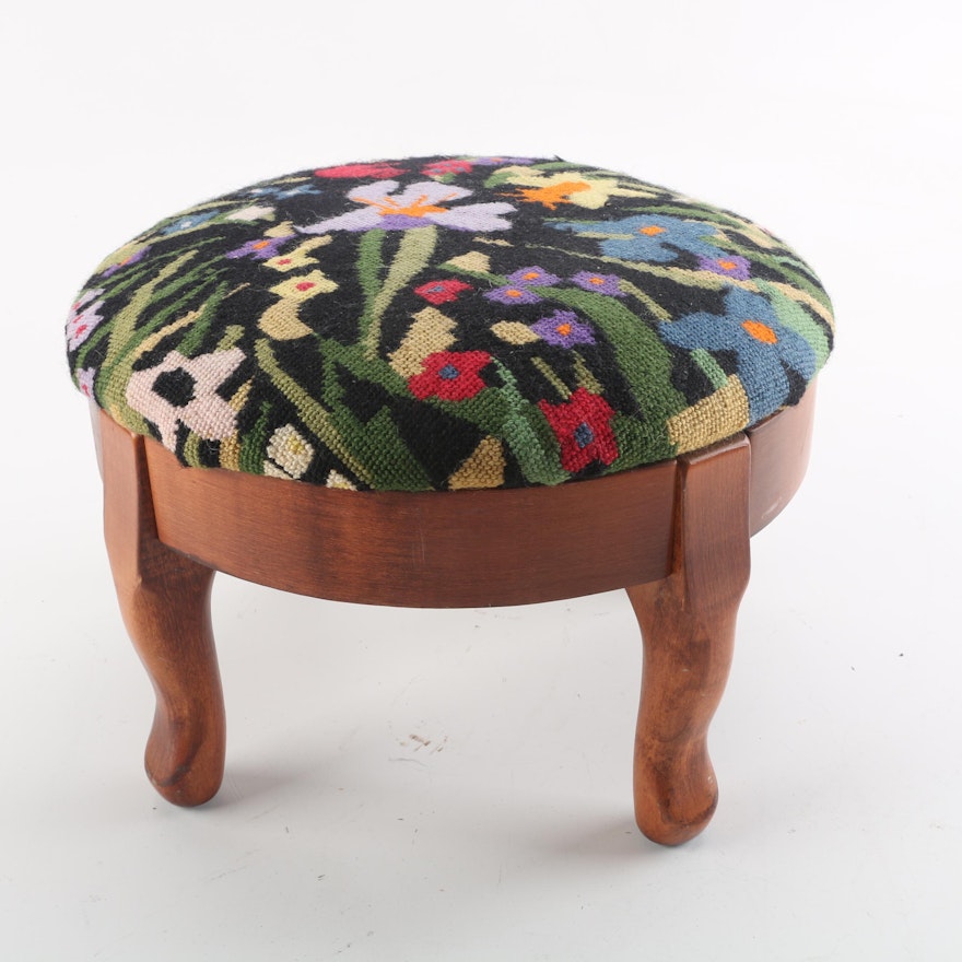 Paxton Products Needlepoint Footstool With Cotton Felt Upholstery