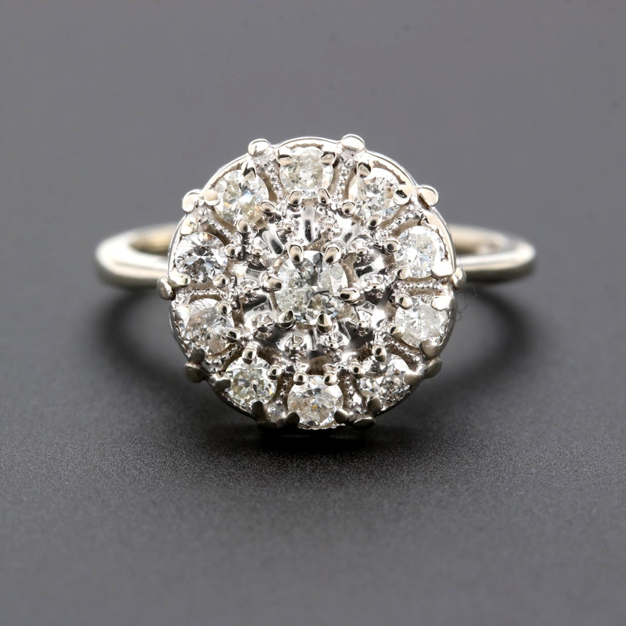 Vintage 14K White Gold Diamond Ring