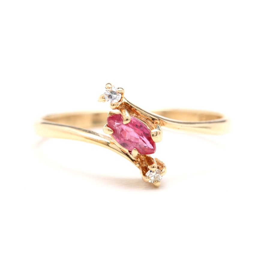 10K Yellow Gold Ruby and Diamond Ring